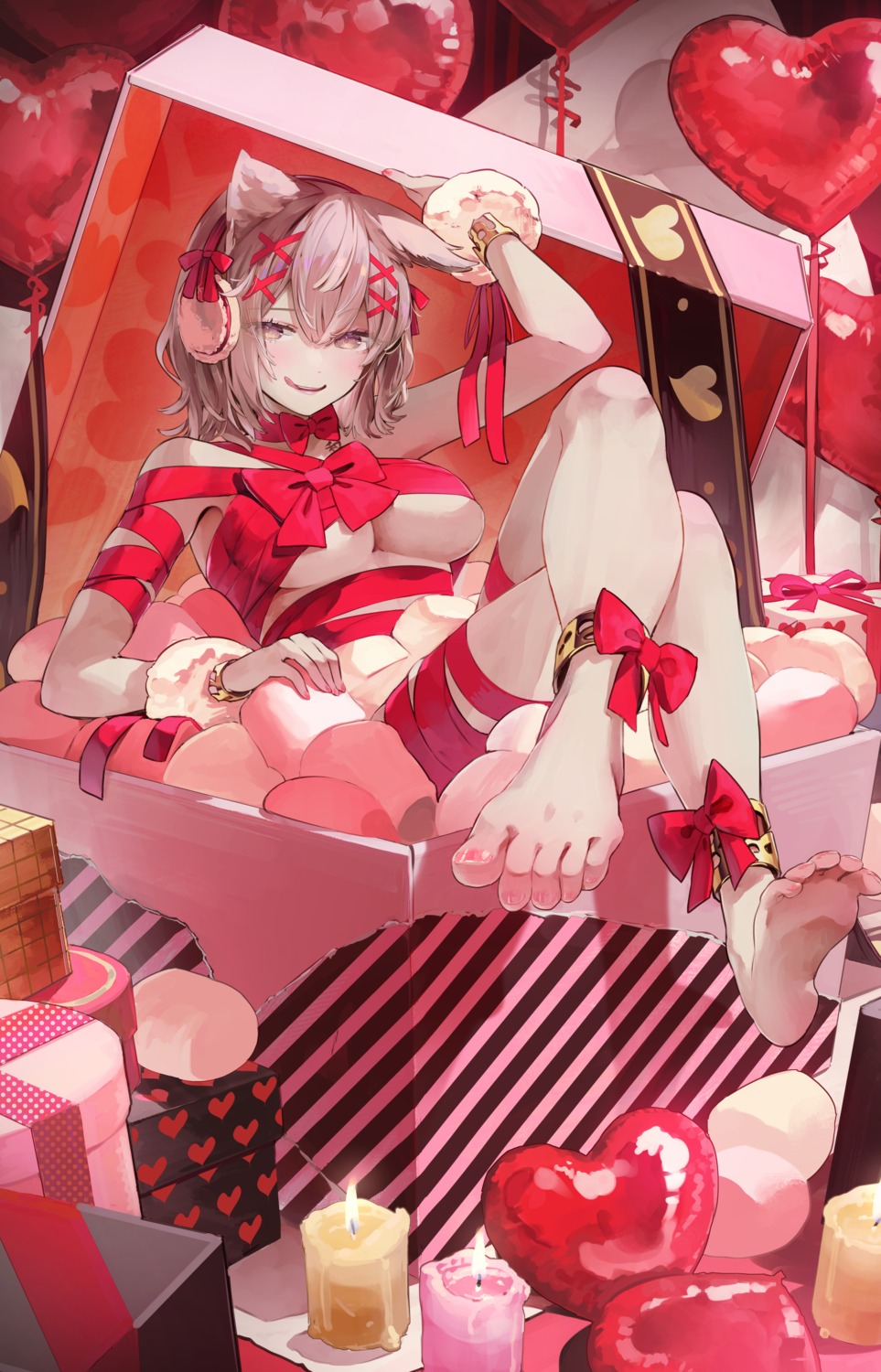 animal_ears feet naked_ribbon syuri22 touhou toyosatomimi_no_miko valentine