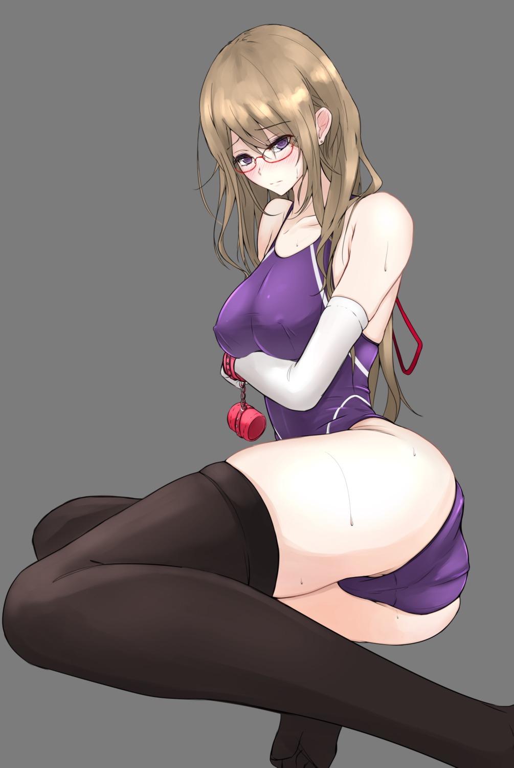 akiyama_cz4a ass breast_hold cameltoe erect_nipples megane swimsuits thighhighs touhou yakumo_yukari