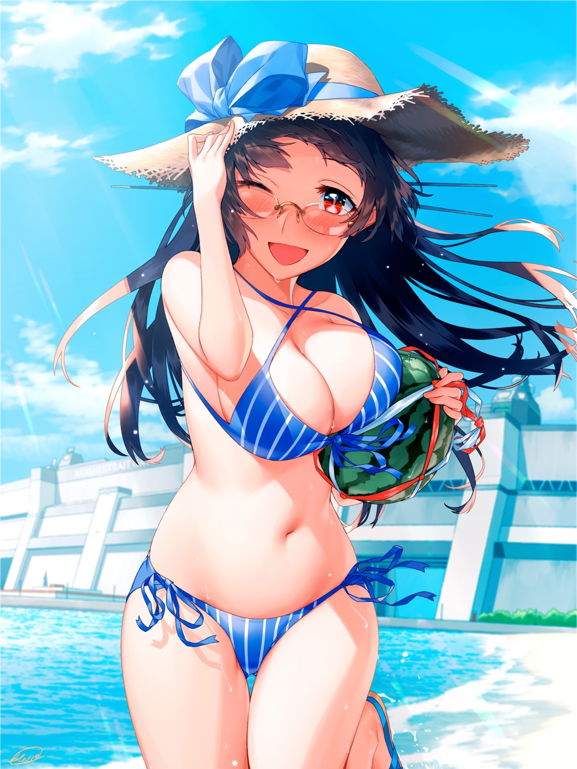 bikini blew_andwhite choukai_(kancolle) kantai_collection megane swimsuits