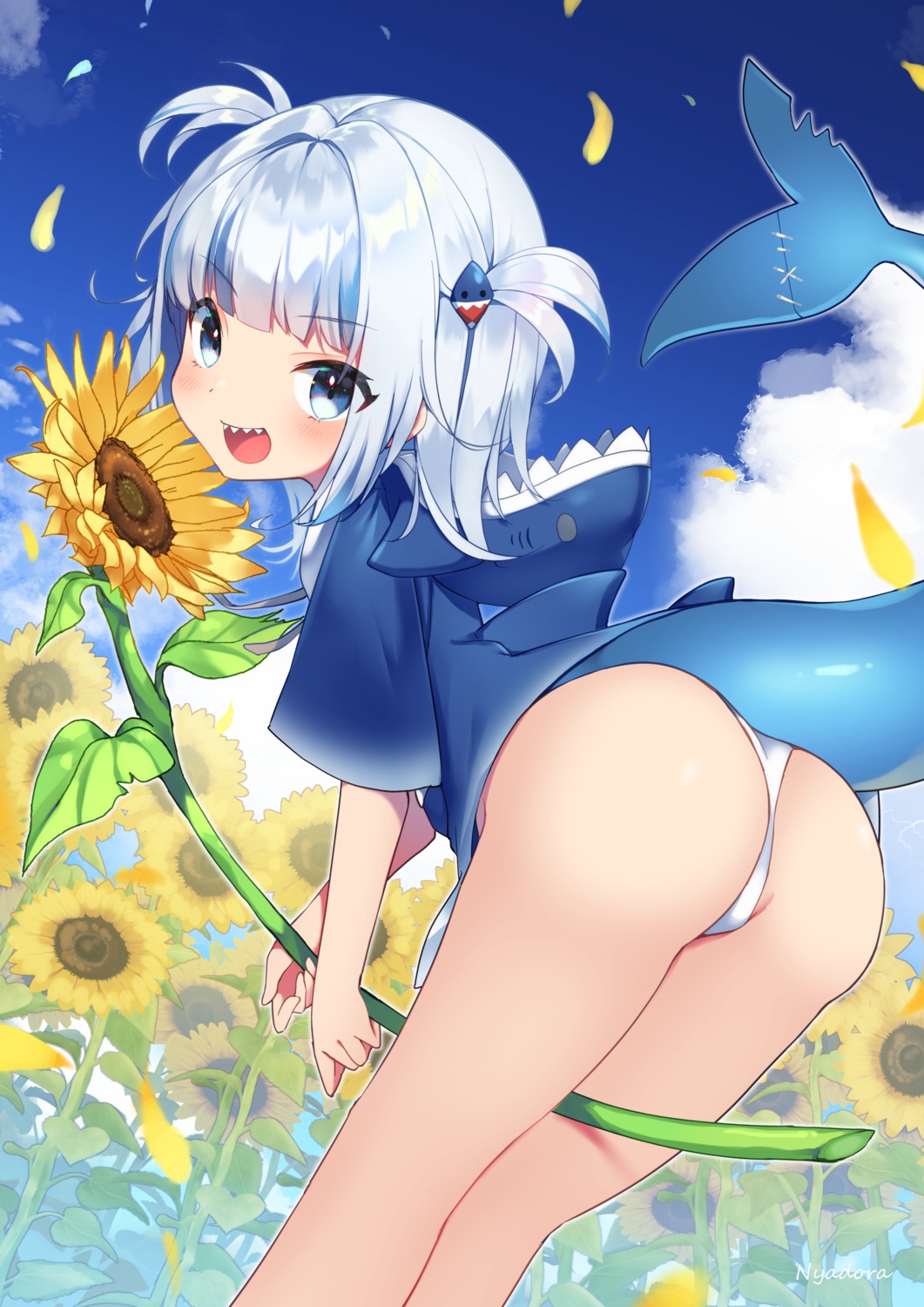 ass gawr_gura hololive hololive_english loli nyasunyadoora pantsu tail thong