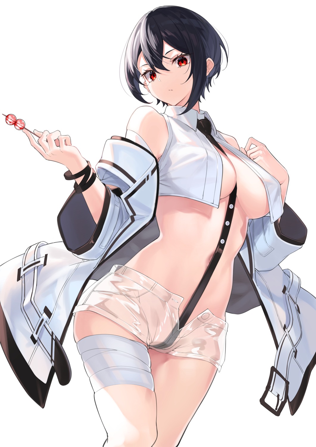 bandages no_bra nopan open_shirt see_through yamanokami_eaka