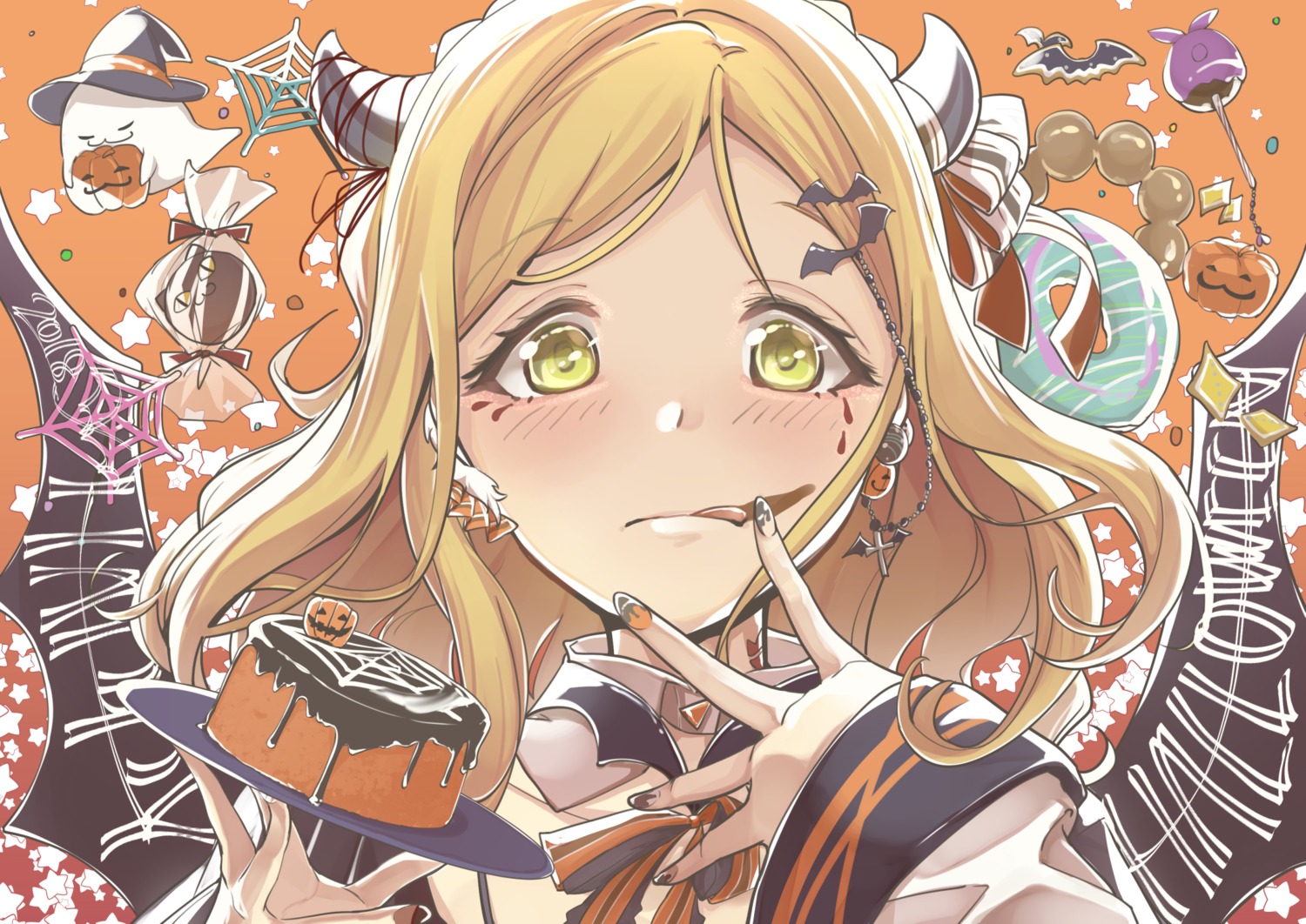 halloween horns komiyama_(user_ycnc3474) love_live!_sunshine!! ohara_mari wings