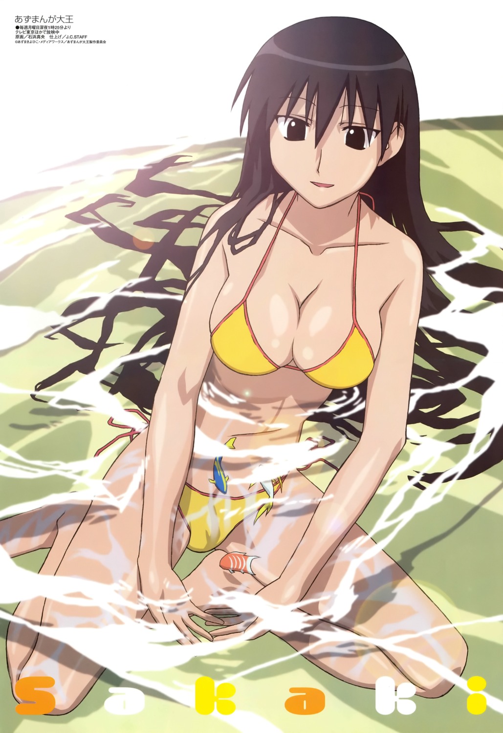 azumanga_daioh bikini cleavage ishihama_masashi sakaki swimsuits wet