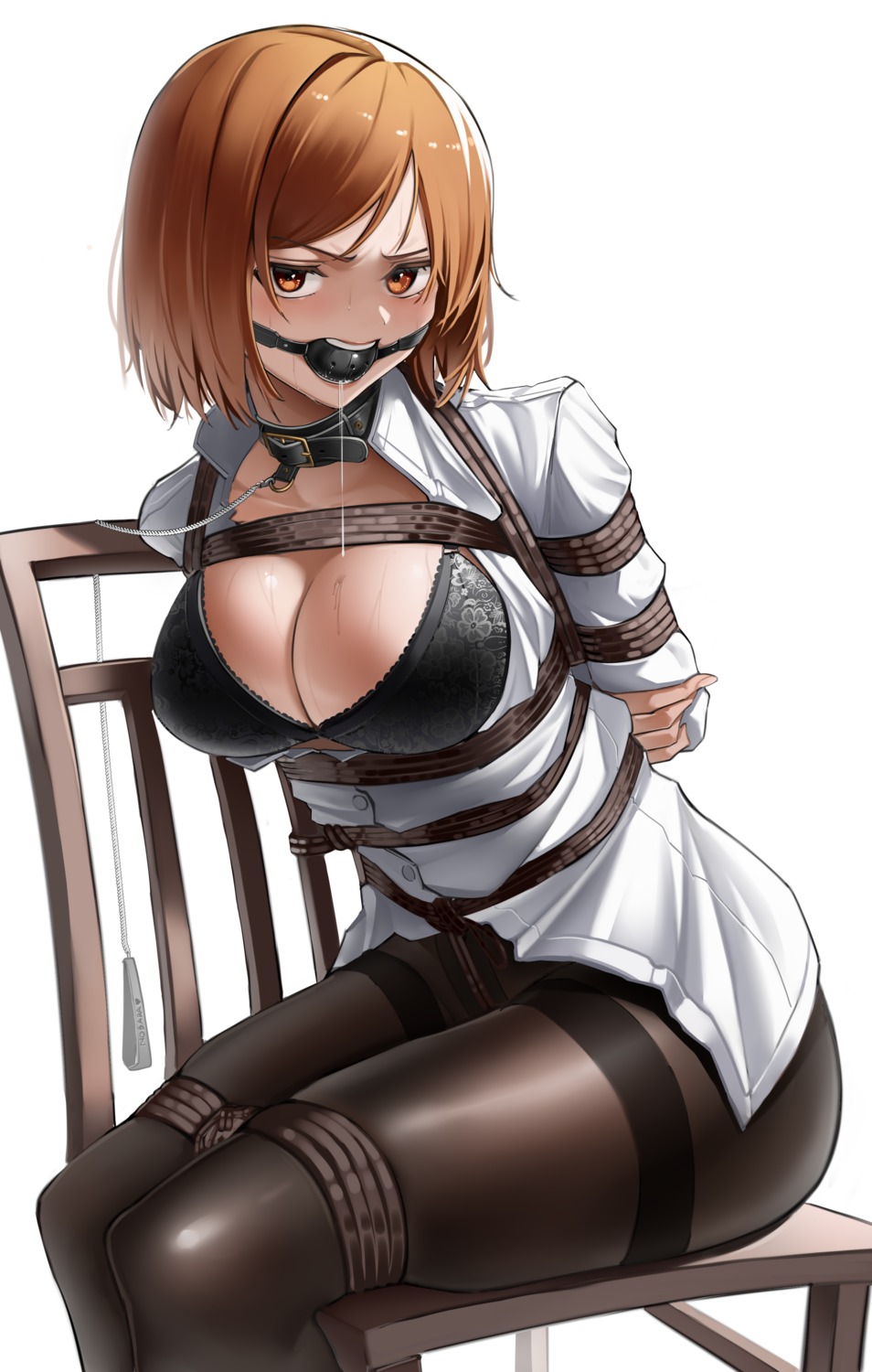 bondage bra harris_hero jujutsu_kaisen kugisaki_nobara open_shirt pantyhose