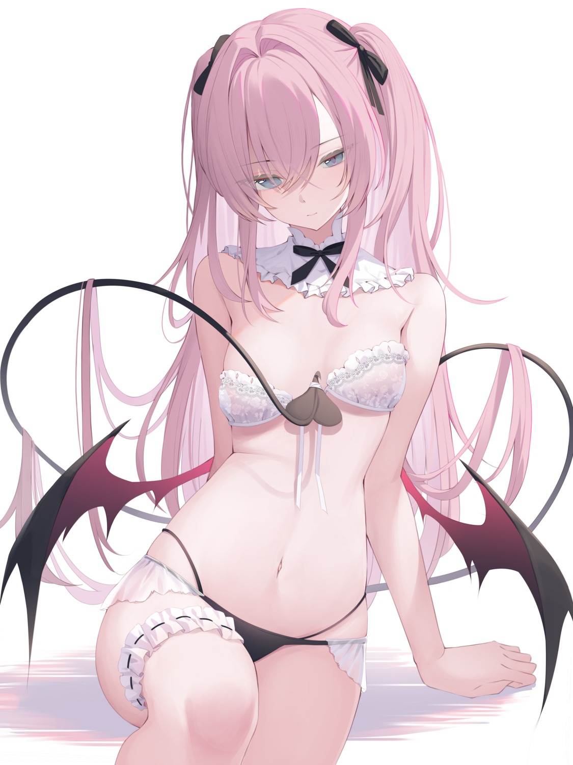 bra garter pantsu see_through shinigami_(tukiyomiikuto) tail undressing wings