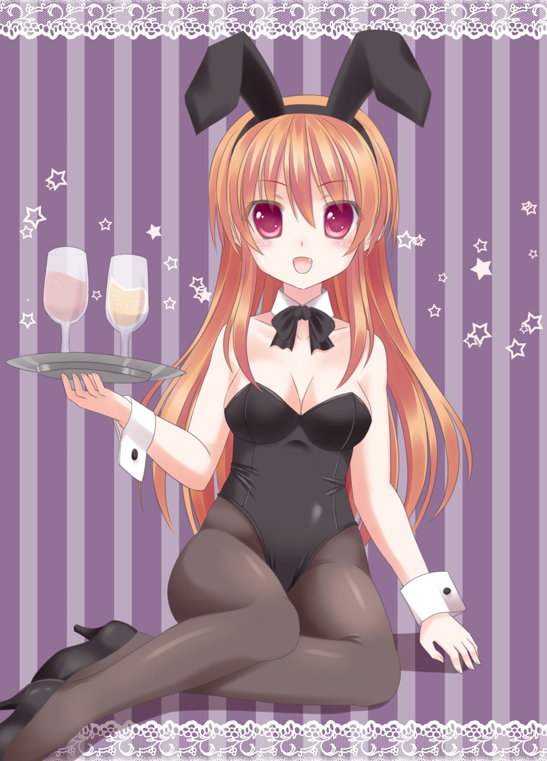 animal_ears bunny_ears bunny_girl cleavage ikeda_yuuki jpeg_artifacts pantyhose