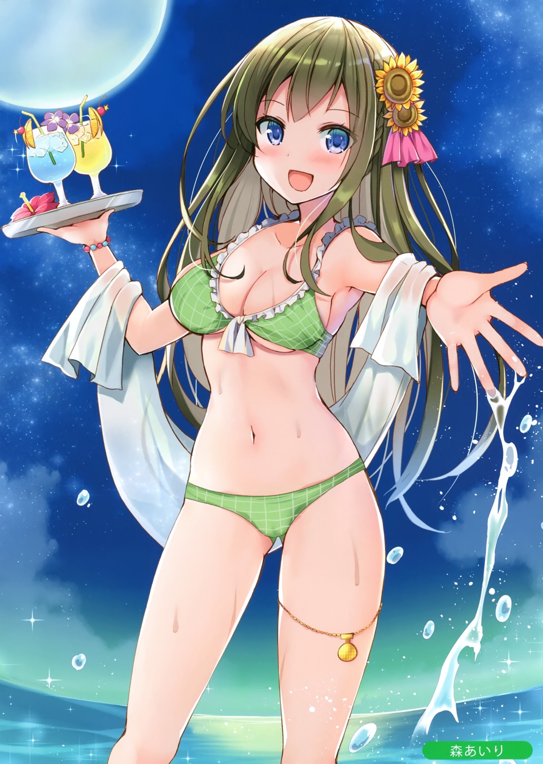 bikini garter mori_airi swimsuits underboob wet