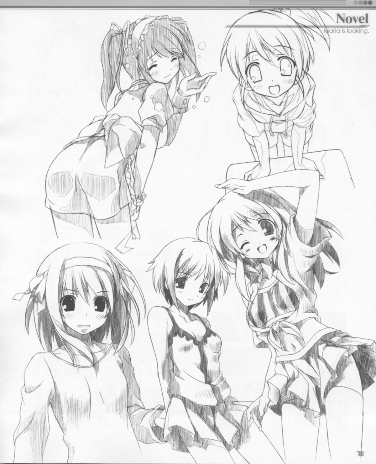 5_nenme_no_houkago asahina_mikuru kantoku kyon's_sister monochrome nagato_yuki sketch suzumiya_haruhi suzumiya_haruhi_no_yuuutsu