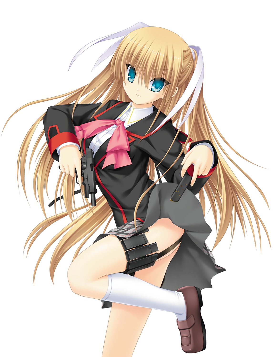 garter gun key little_busters! na-ga seifuku skirt_lift tokido_saya