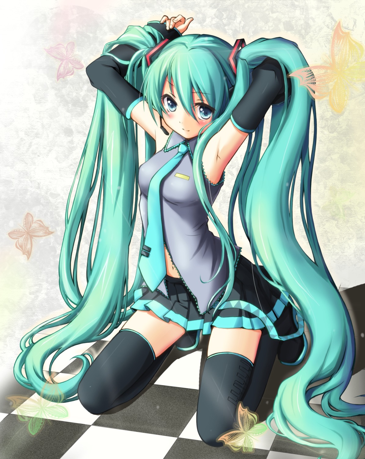 hatsune_miku thighhighs vocaloid yuzin