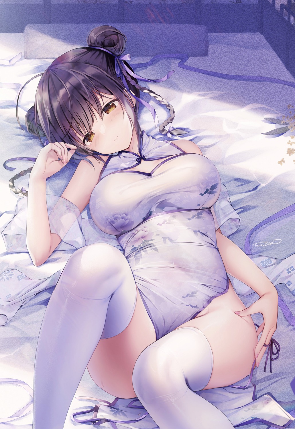 chinadress no_bra nopan rakka_shunshou suzu_(twinbox) thighhighs twinbox