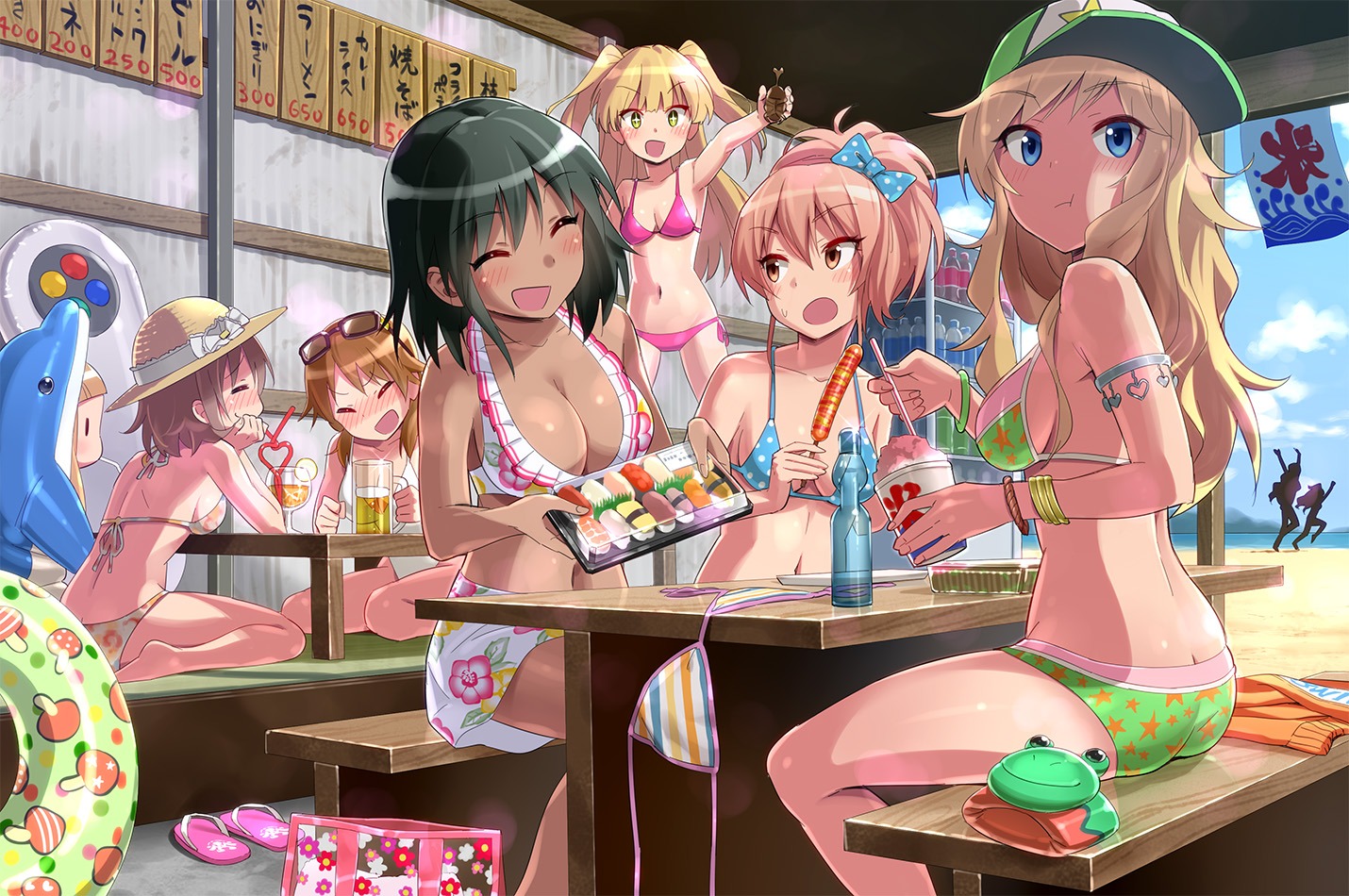 bikini cleavage ichihara_nina jougasaki_mika jougasaki_rika katagiri_sanae kita_hinako natalia ootsuki_yui sonsoso swimsuits the_idolm@ster the_idolm@ster_cinderella_girls the_idolm@ster_cinderella_girls_u149