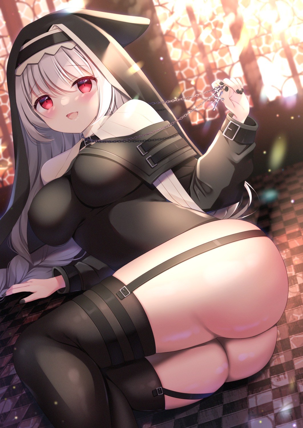 arknights miwauni nun specter_(arknights) stockings thighhighs