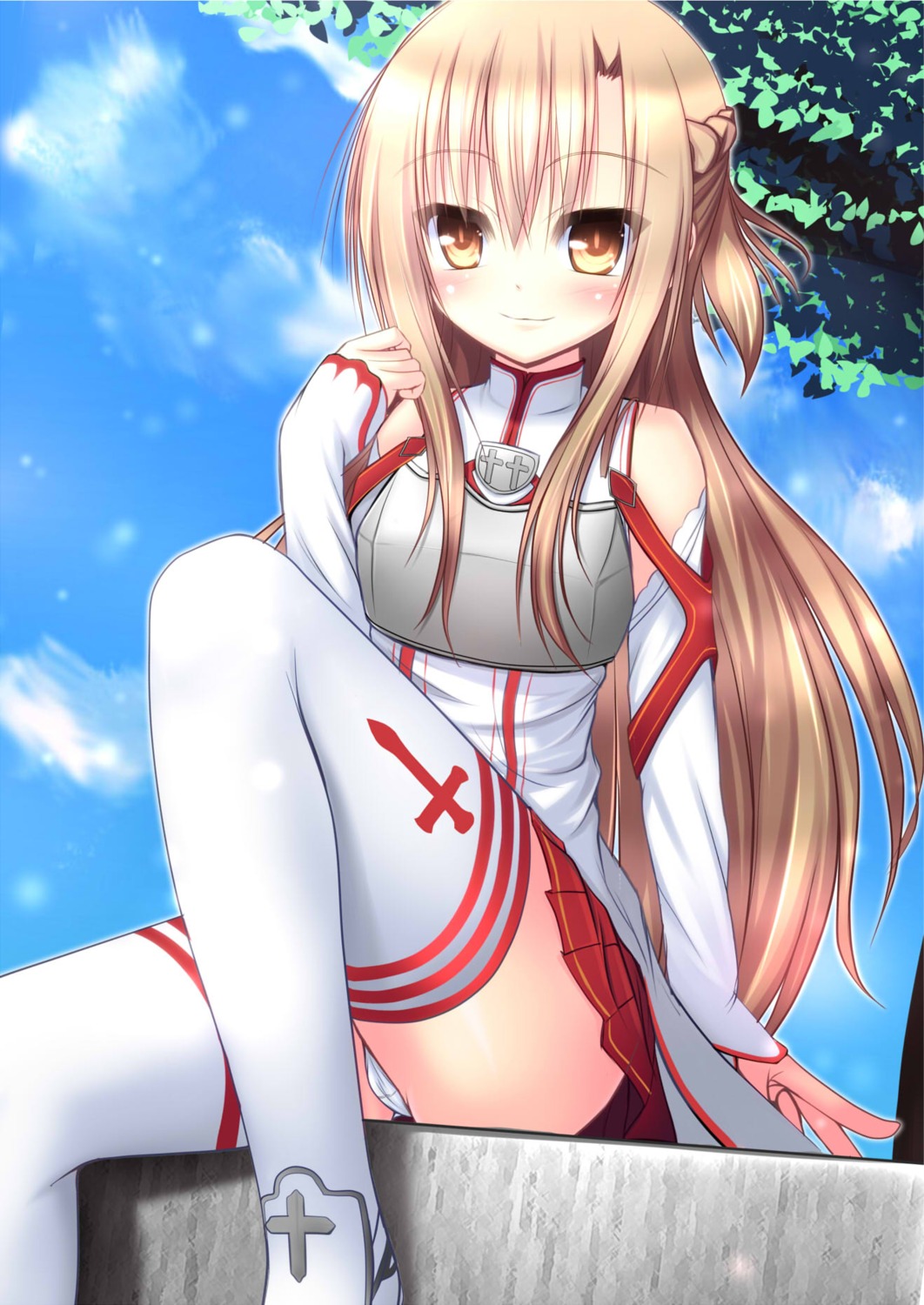 asuna_(sword_art_online) cameltoe jpeg_artifacts nyarumi pantsu sword_art_online thighhighs