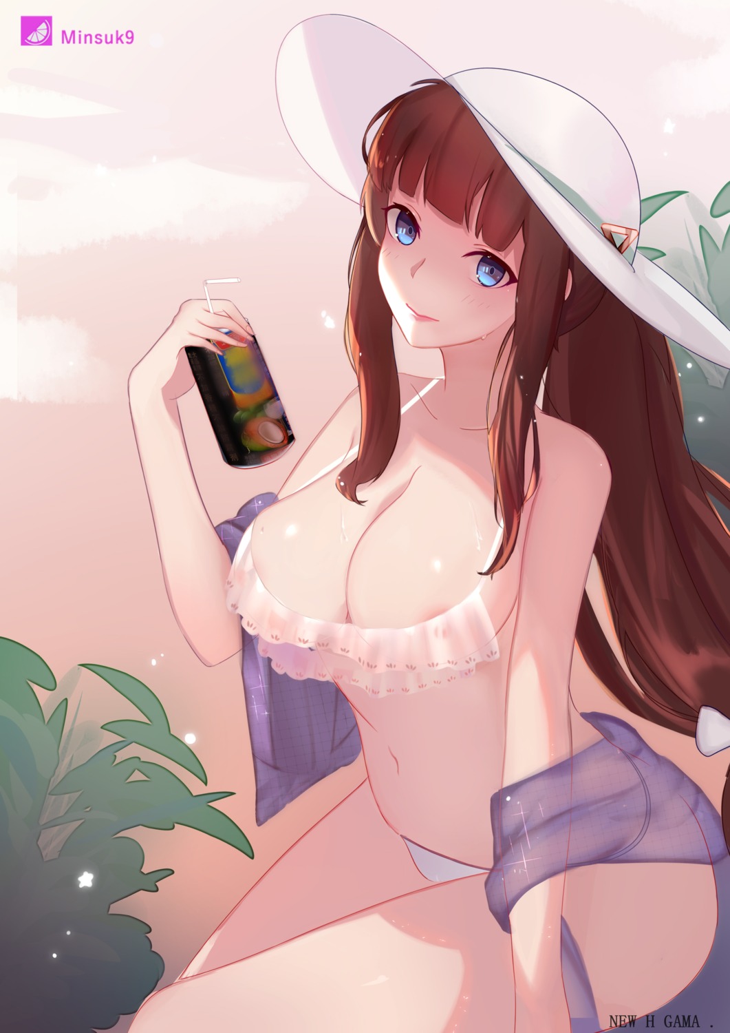 areola bikini cleavage minusk9 new_game! see_through swimsuits takimoto_hifumi