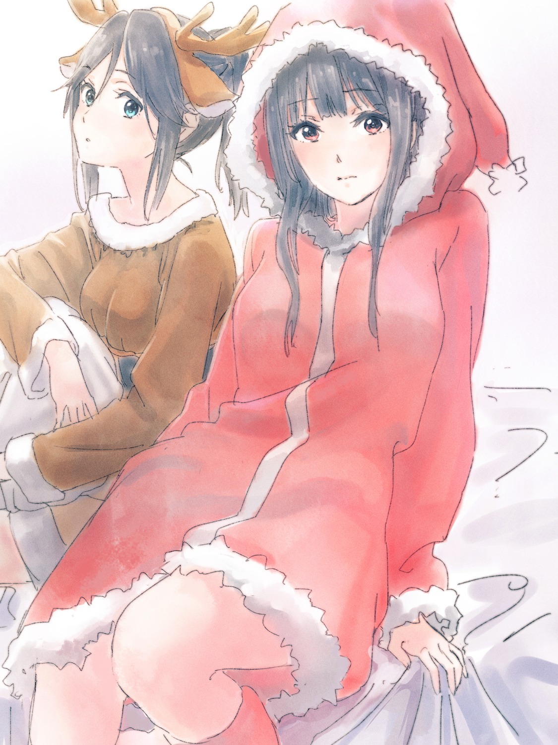 animal_ears christmas dress hibike!_euphonium horns kasaki_nozomi liz_to_aoi_tori piroaki yoroizuka_mizore