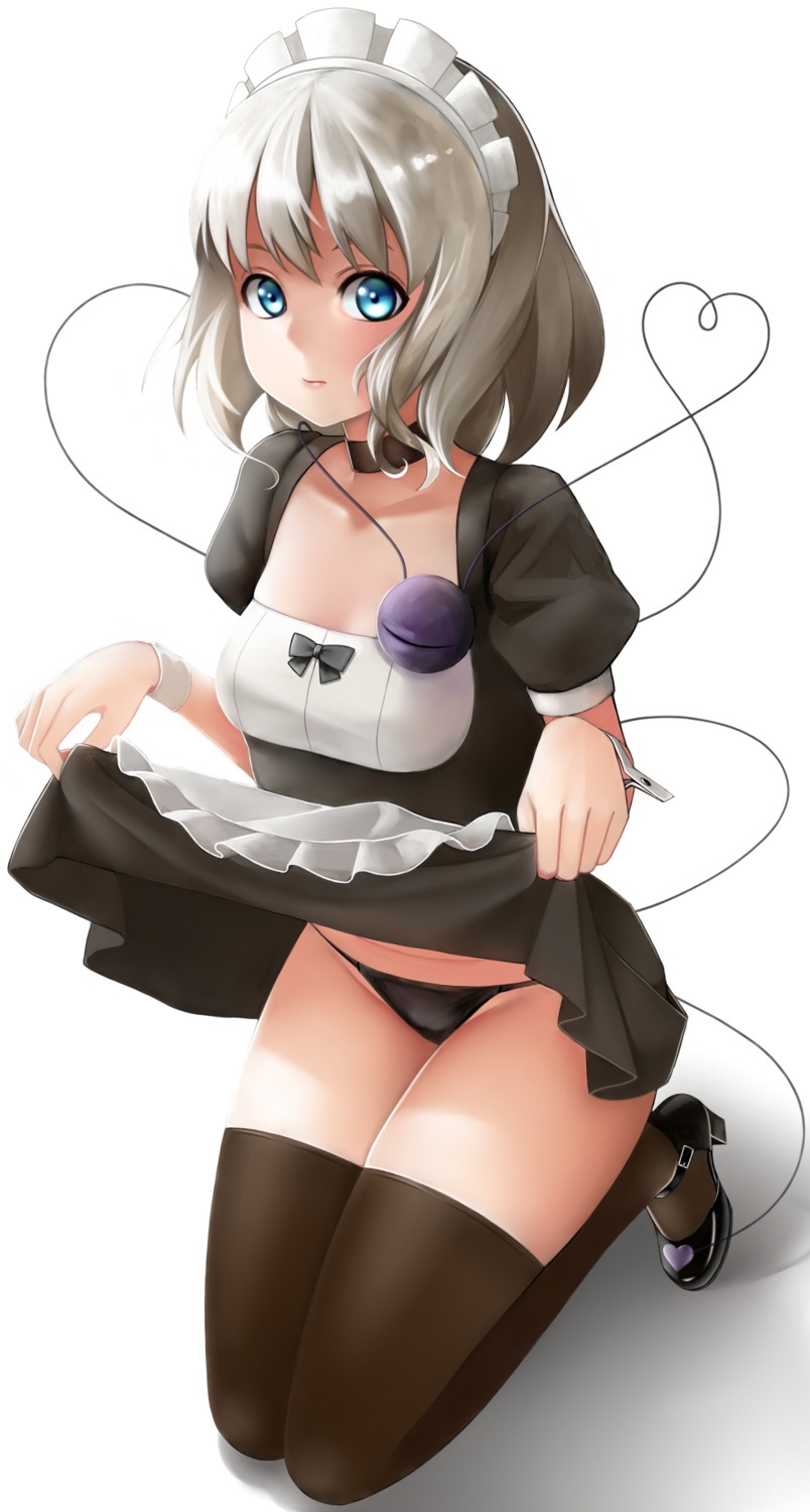 amaoto_machi heels komeiji_koishi maid pantsu skirt_lift thighhighs touhou