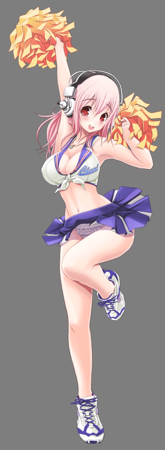 cheerleader cleavage headphones mag_kan pantsu skirt_lift sonico super_sonico transparent_png v-mag