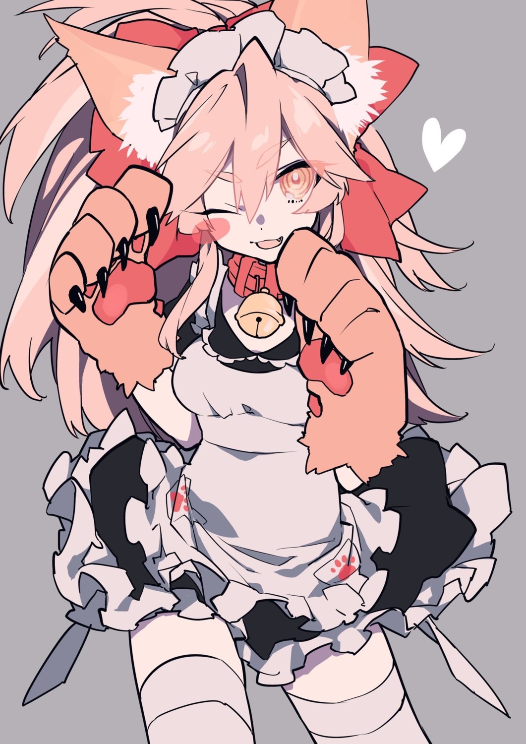 animal_ears fate/grand_order kitsune maid mochizuki_kei tamamo_cat thighhighs