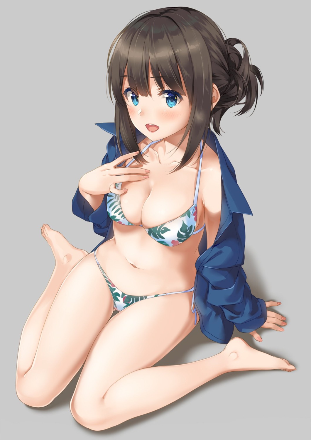 bikini breast_hold cleavage open_shirt swimsuits unasaka