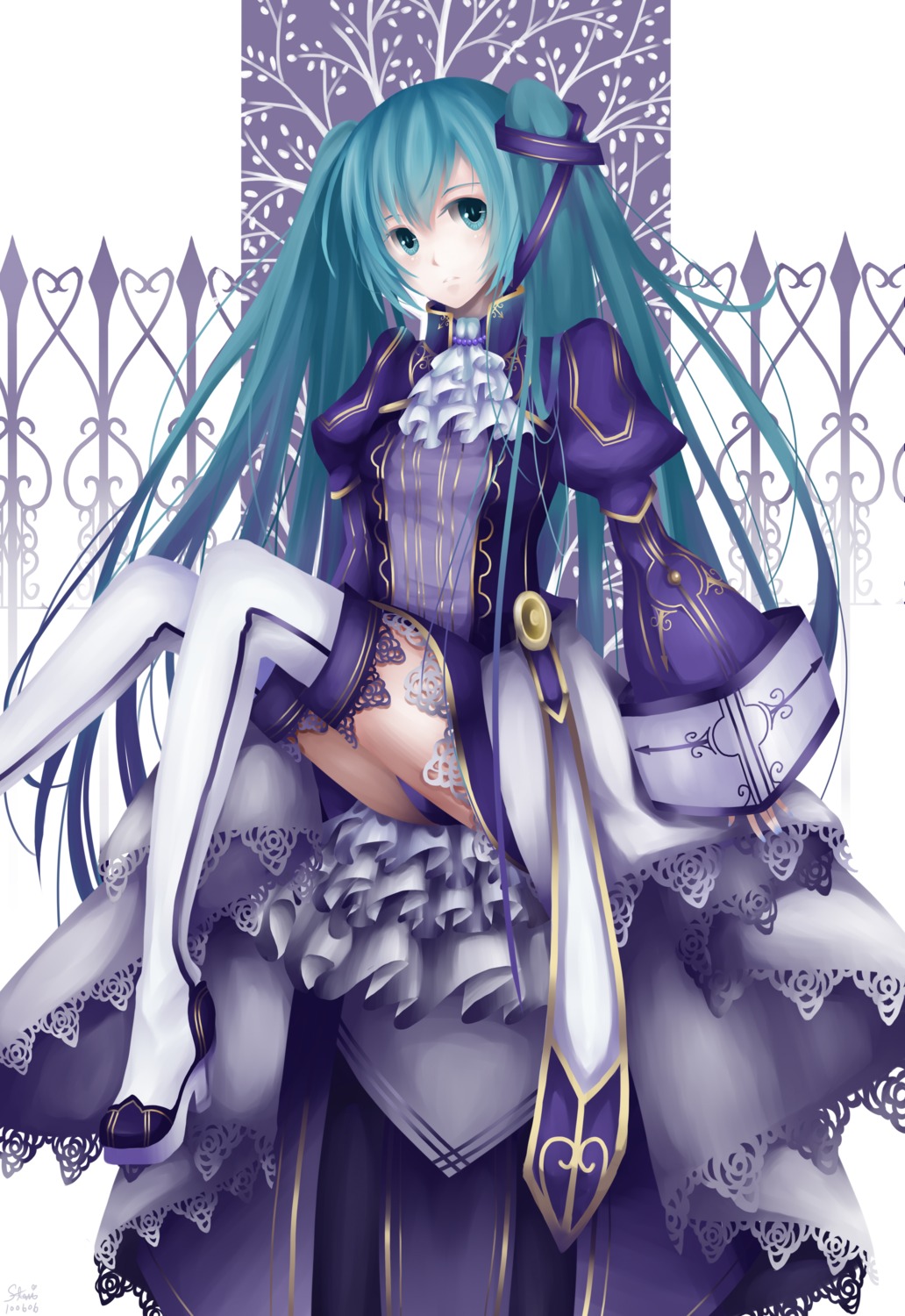 dress garter hatsune_miku stari thighhighs vocaloid