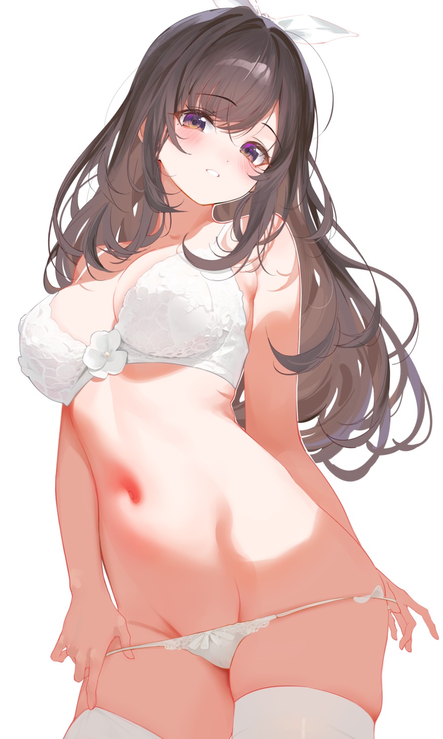 bra cameltoe gin00 pantsu panty_pull the_idolm@ster the_idolm@ster_shiny_colors thighhighs tsukioka_kogane undressing