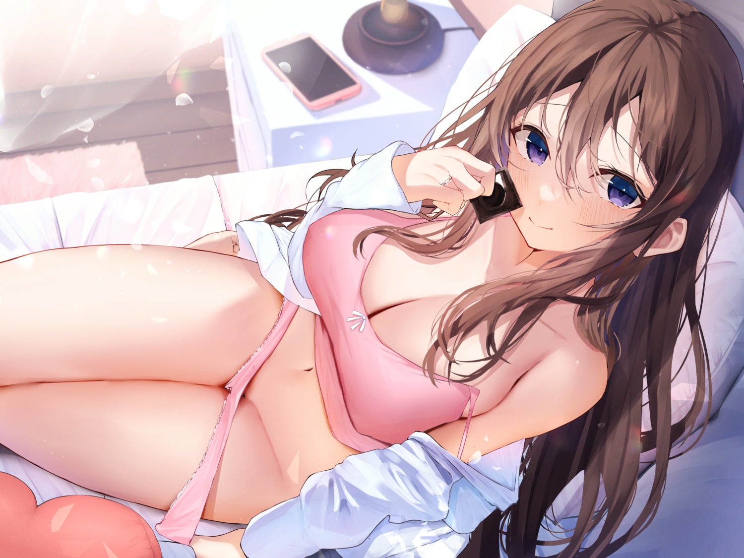 bra erect_nipples nidaime open_shirt pantsu panty_pull undressing