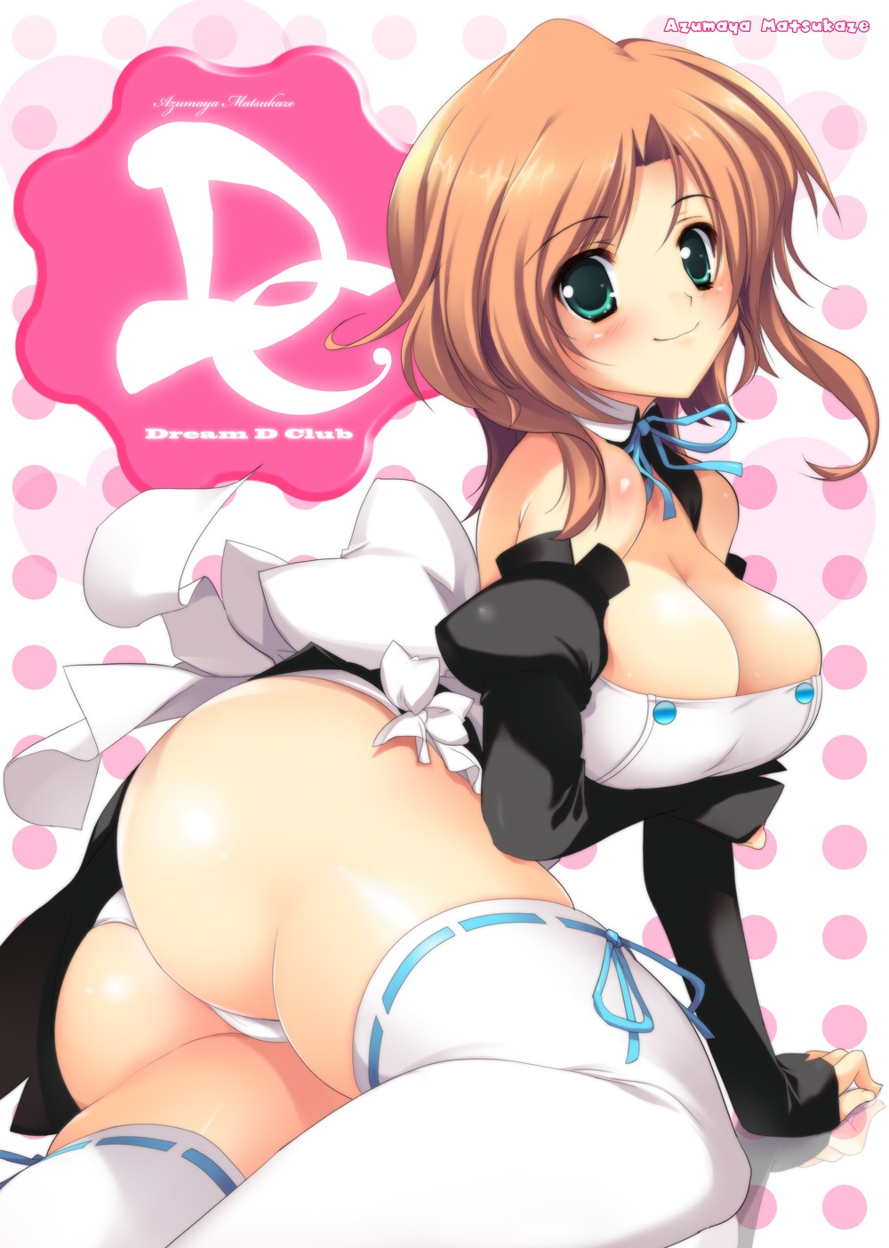 ass azumaya_matsukaze breast_hold cleavage dream_c_club futaba_riho maid pantsu stockings thighhighs yoshiwo