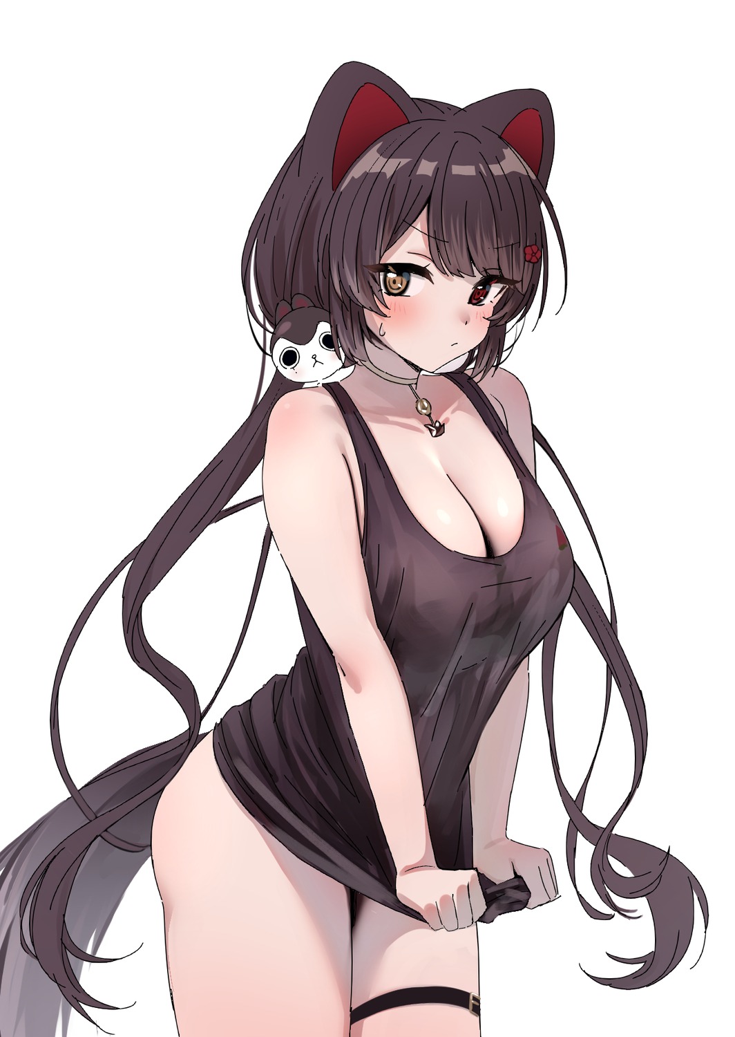 animal_ears garter heterochromia inui_toko inumimi nijisanji no_bra osiaarah