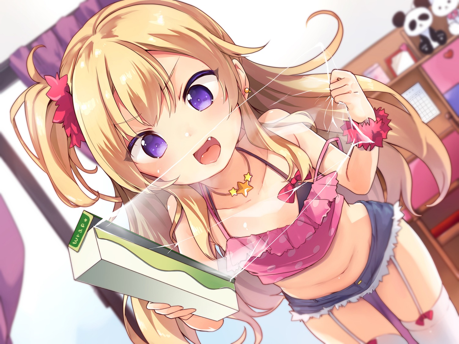 bikini_top stockings swimsuits tamano_kedama thighhighs