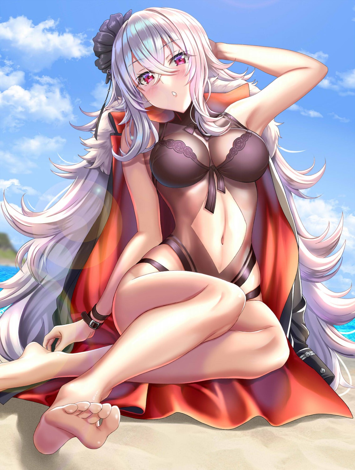 azur_lane dansa feet graf_zeppelin_(azur_lane) see_through swimsuits