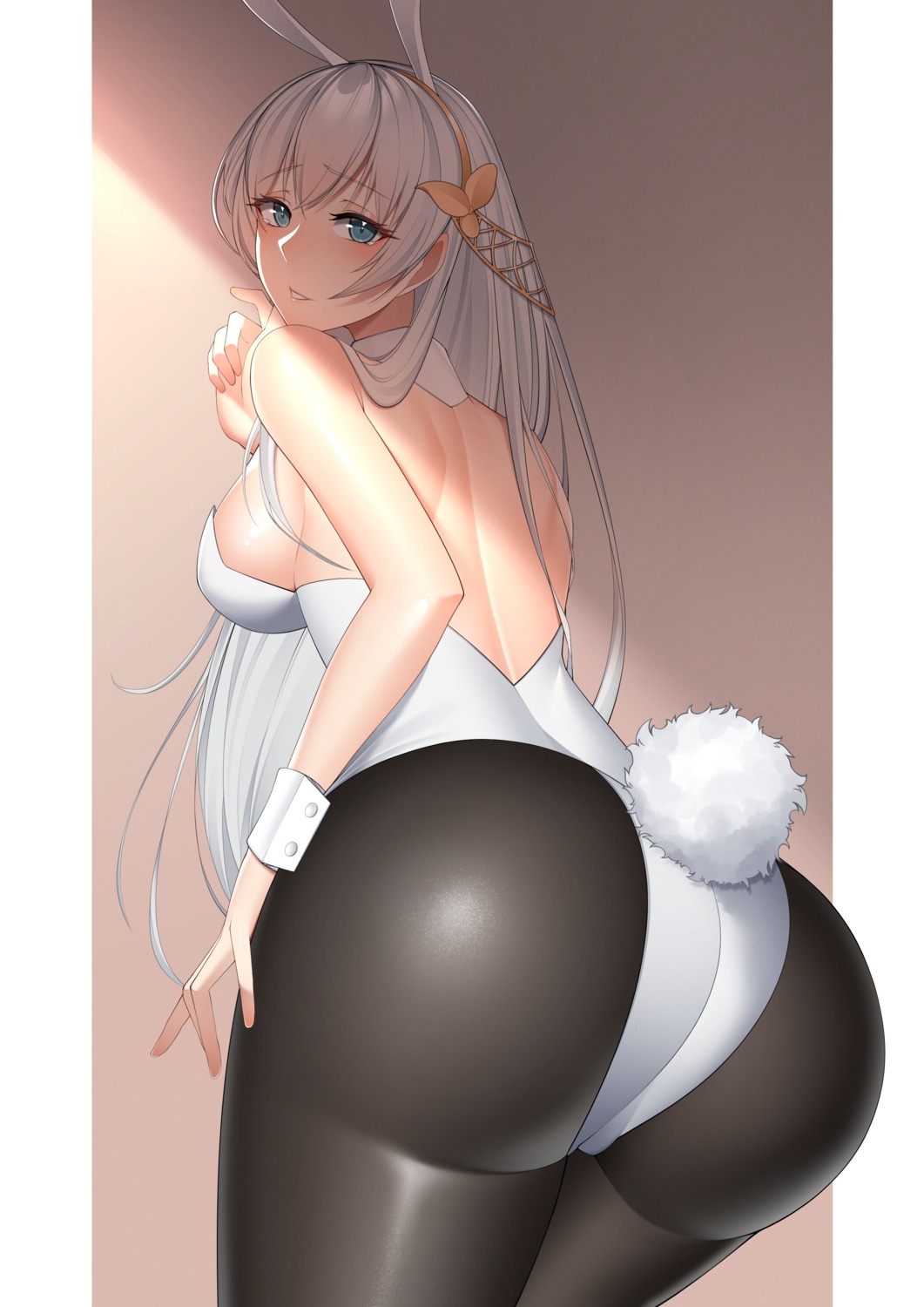 anastasia_(fate/grand_order) animal_ears ass bunny_ears bunny_girl chikinkatsu fate/grand_order no_bra pantyhose tail