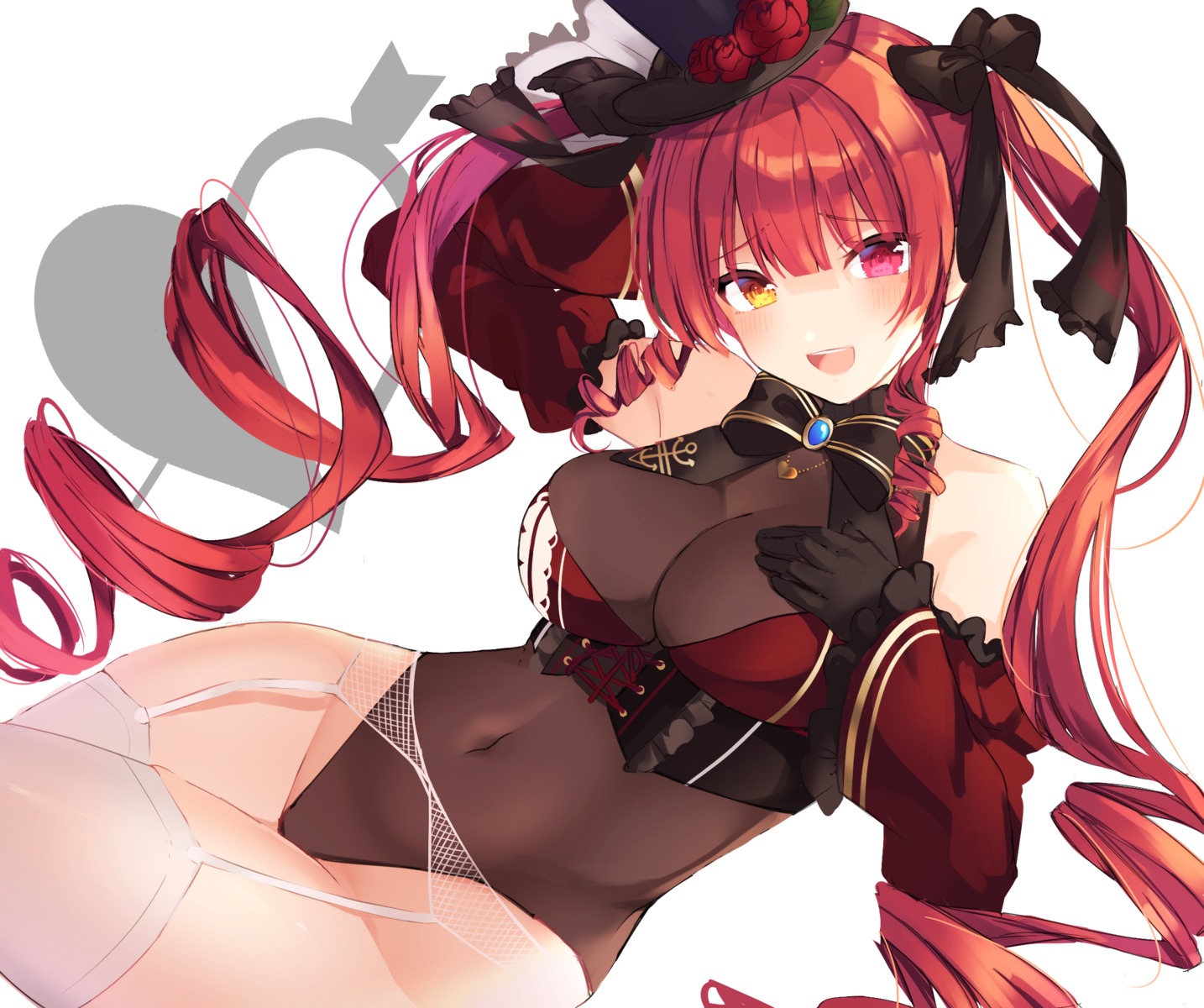 garter_belt goroo_(eneosu) heterochromia hololive houshou_marine leotard stockings thighhighs