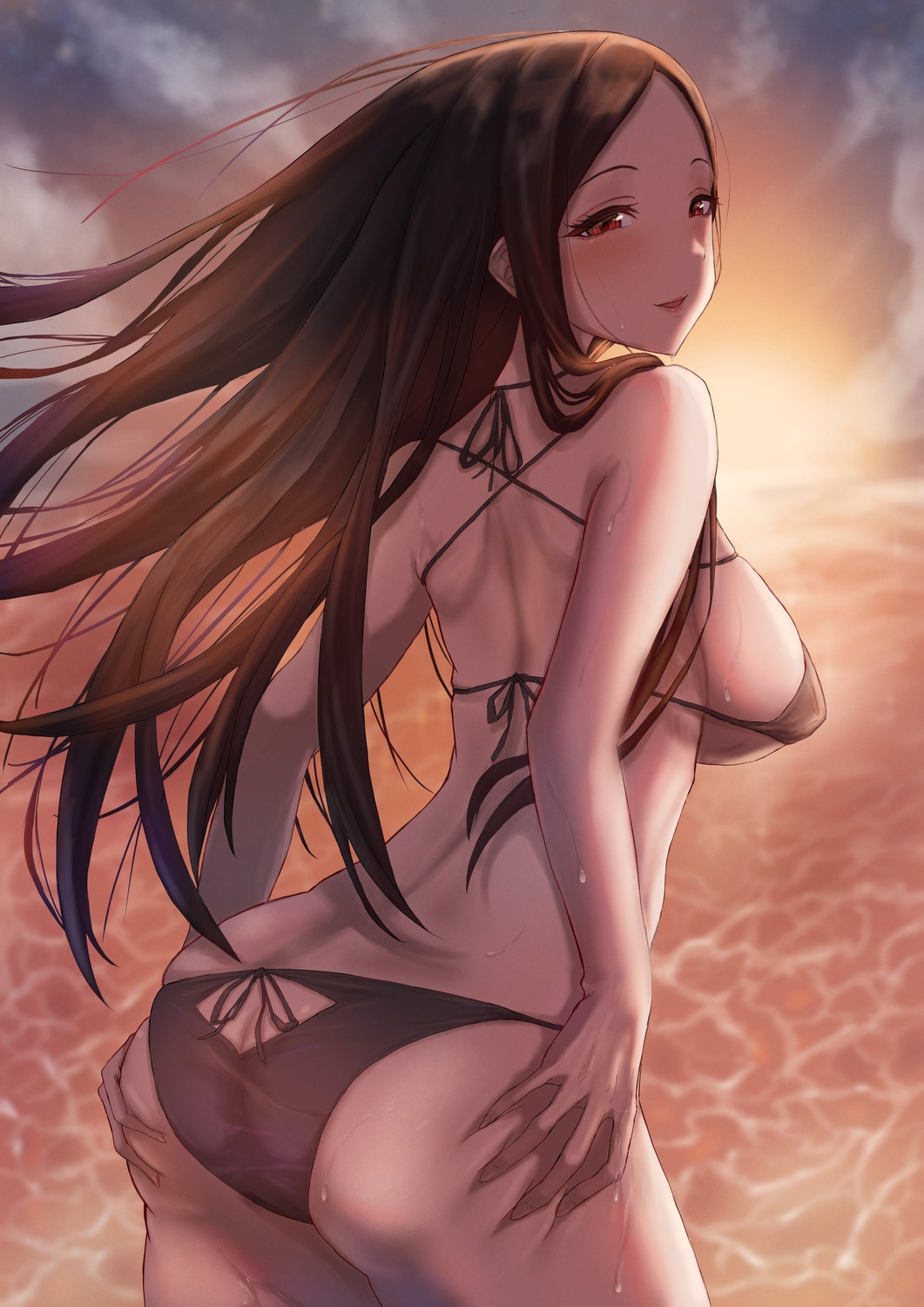 ass ass_grab bikini hiiragi_shino shaddoll_fusion swimsuits the_idolm@ster the_idolm@ster_cinderella_girls wet