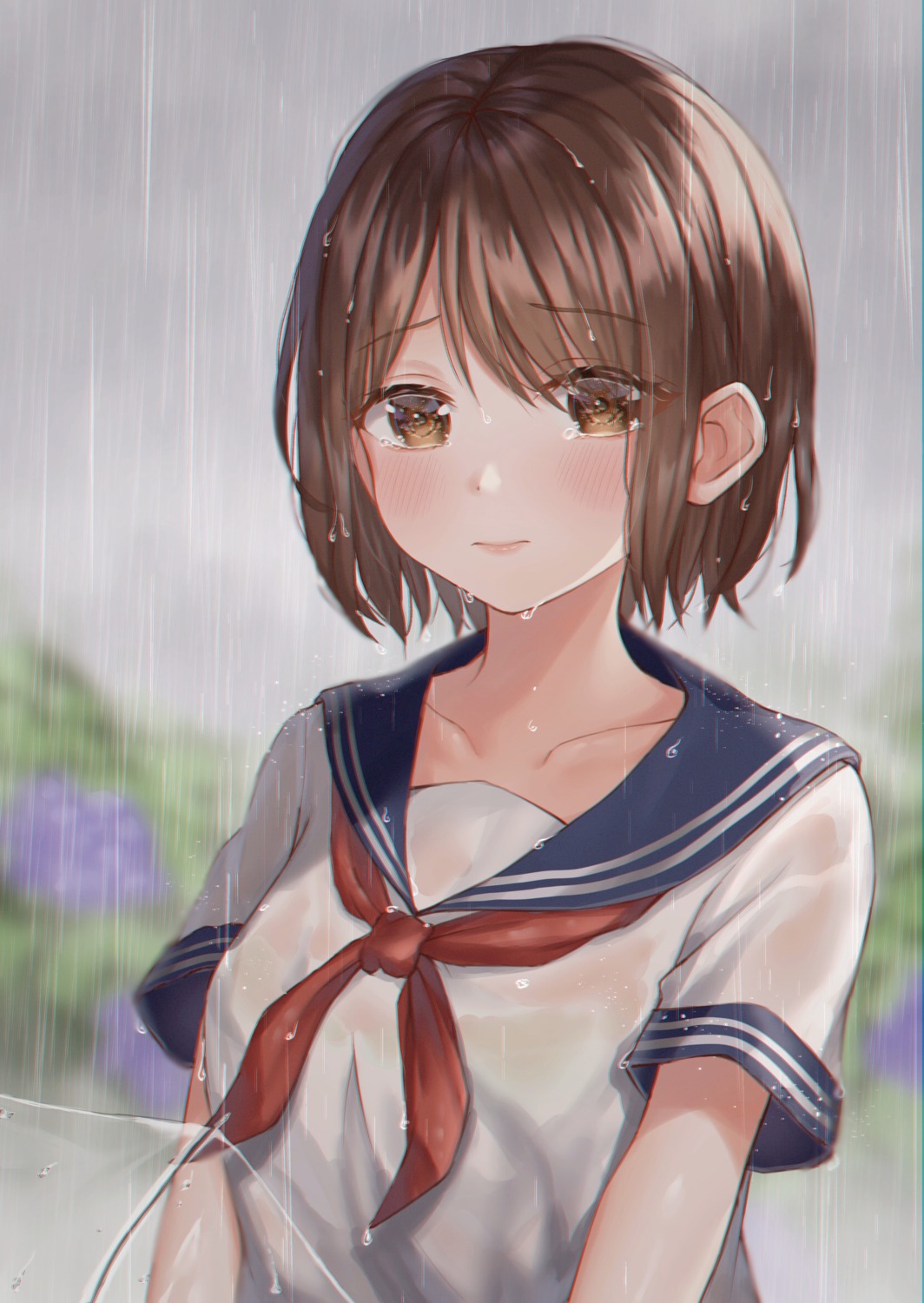 bra see_through seifuku syatihoko umbrella wet wet_clothes
