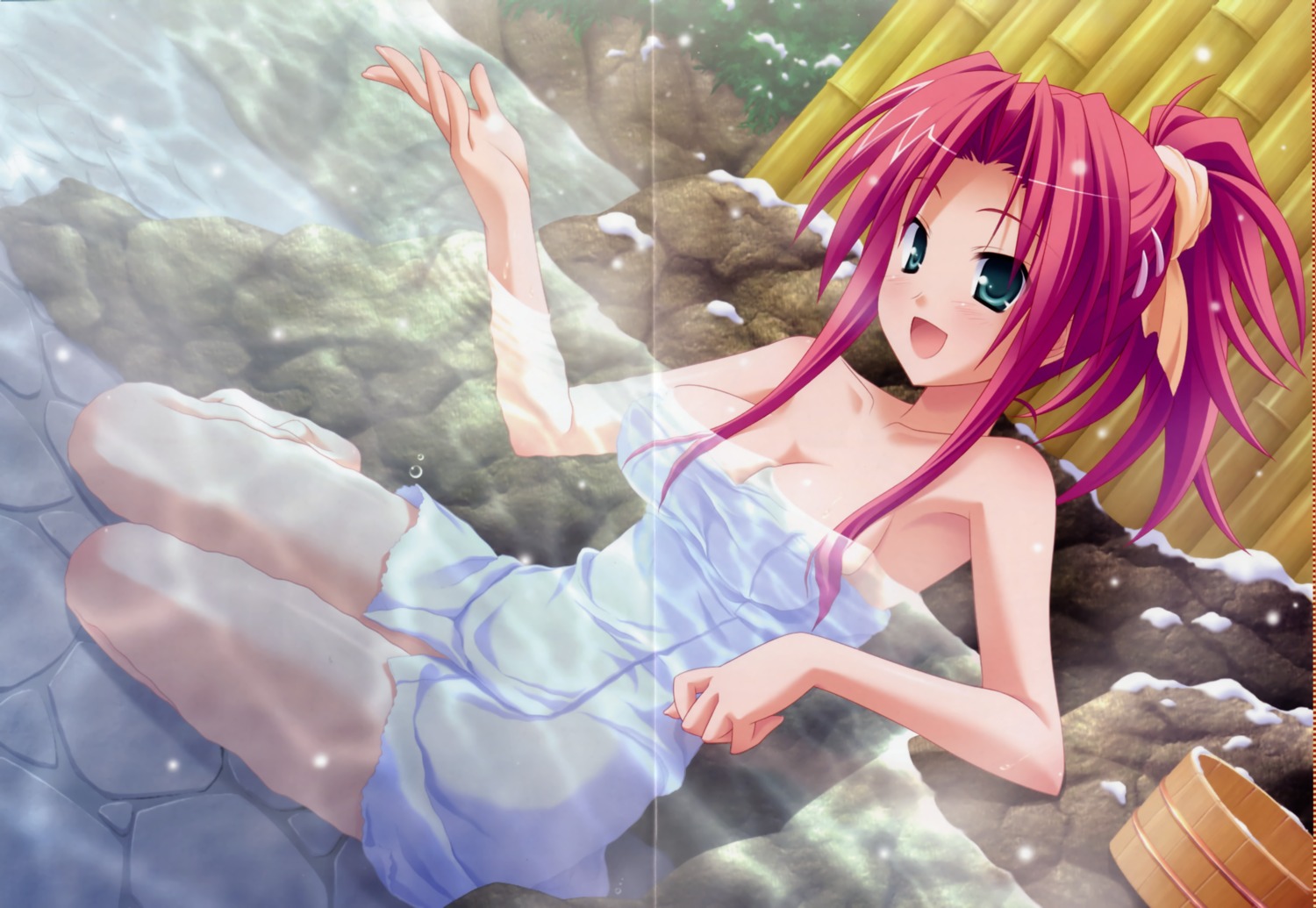 cleavage crease hinata_mutsuki onsen pia_carrot sato_hina towel