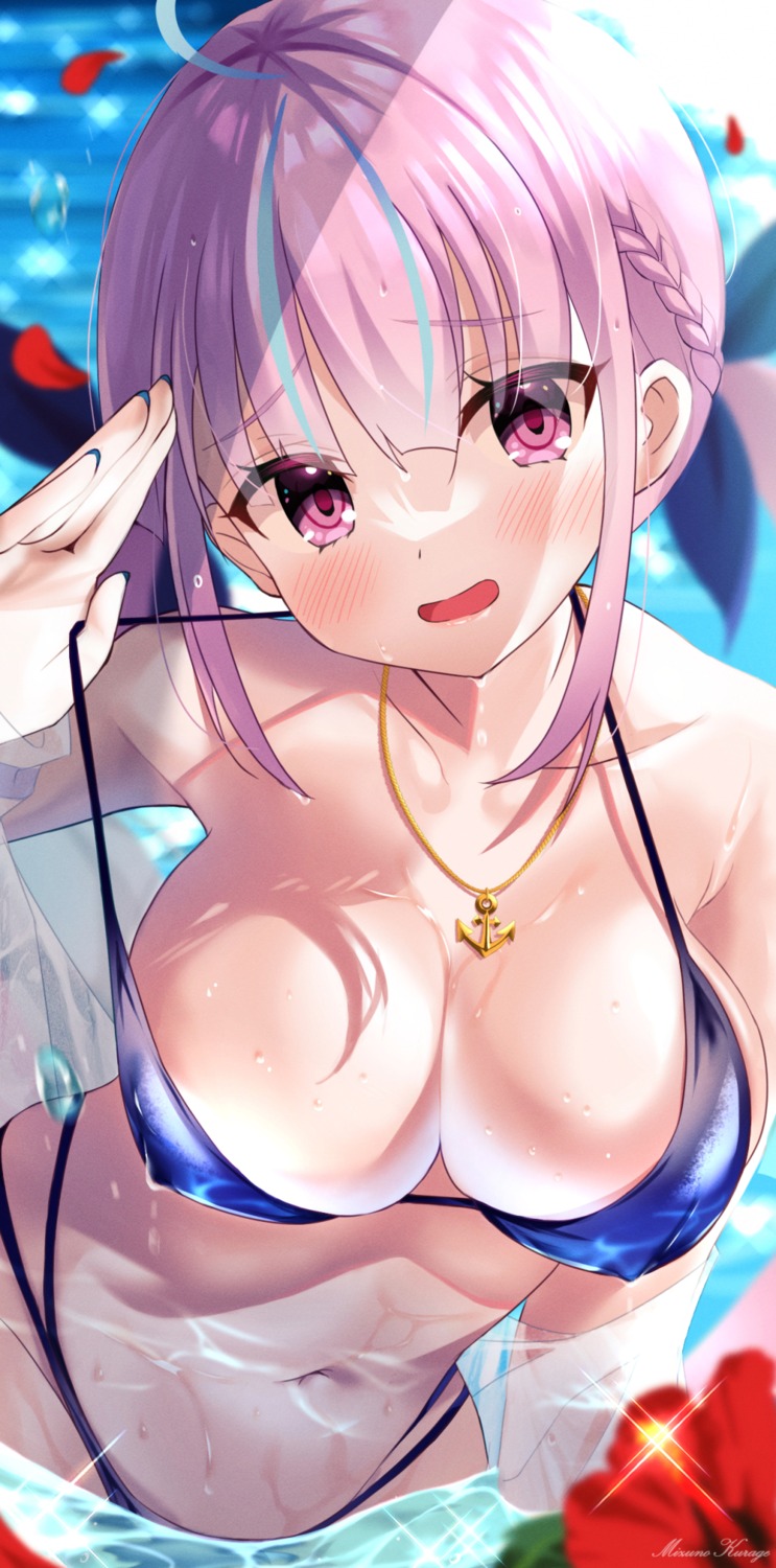 bikini hololive minato_aqua mizuno_kurage see_through swimsuits wet