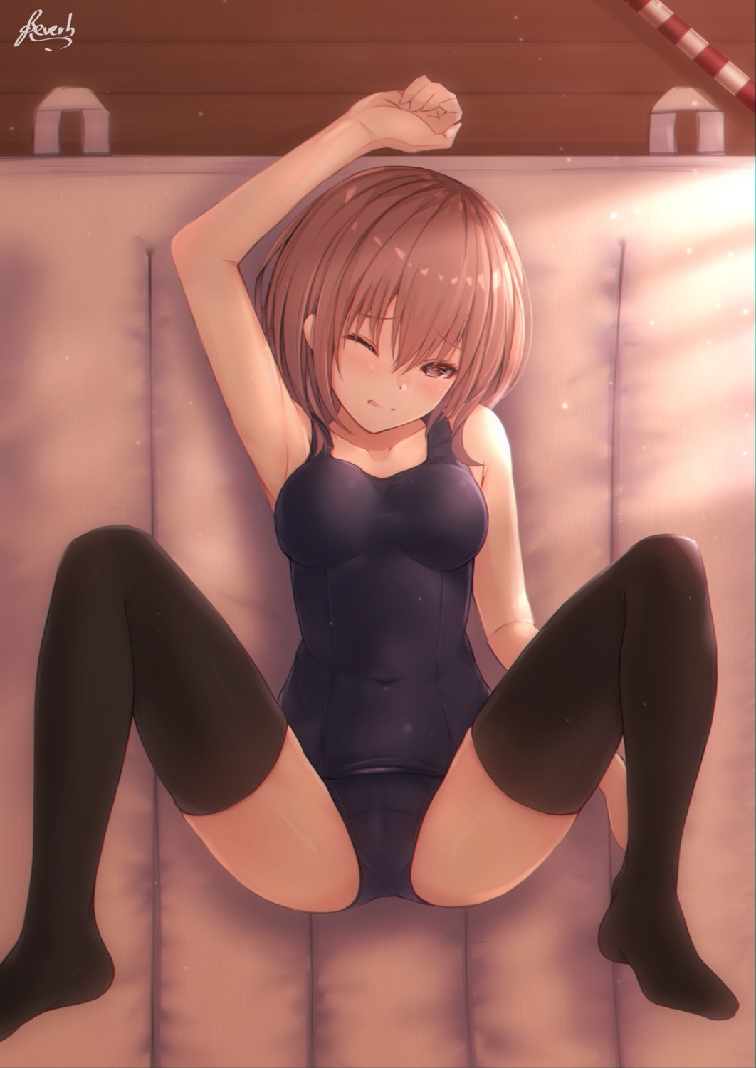 bee_doushi cameltoe feet school_swimsuit swimsuits thighhighs