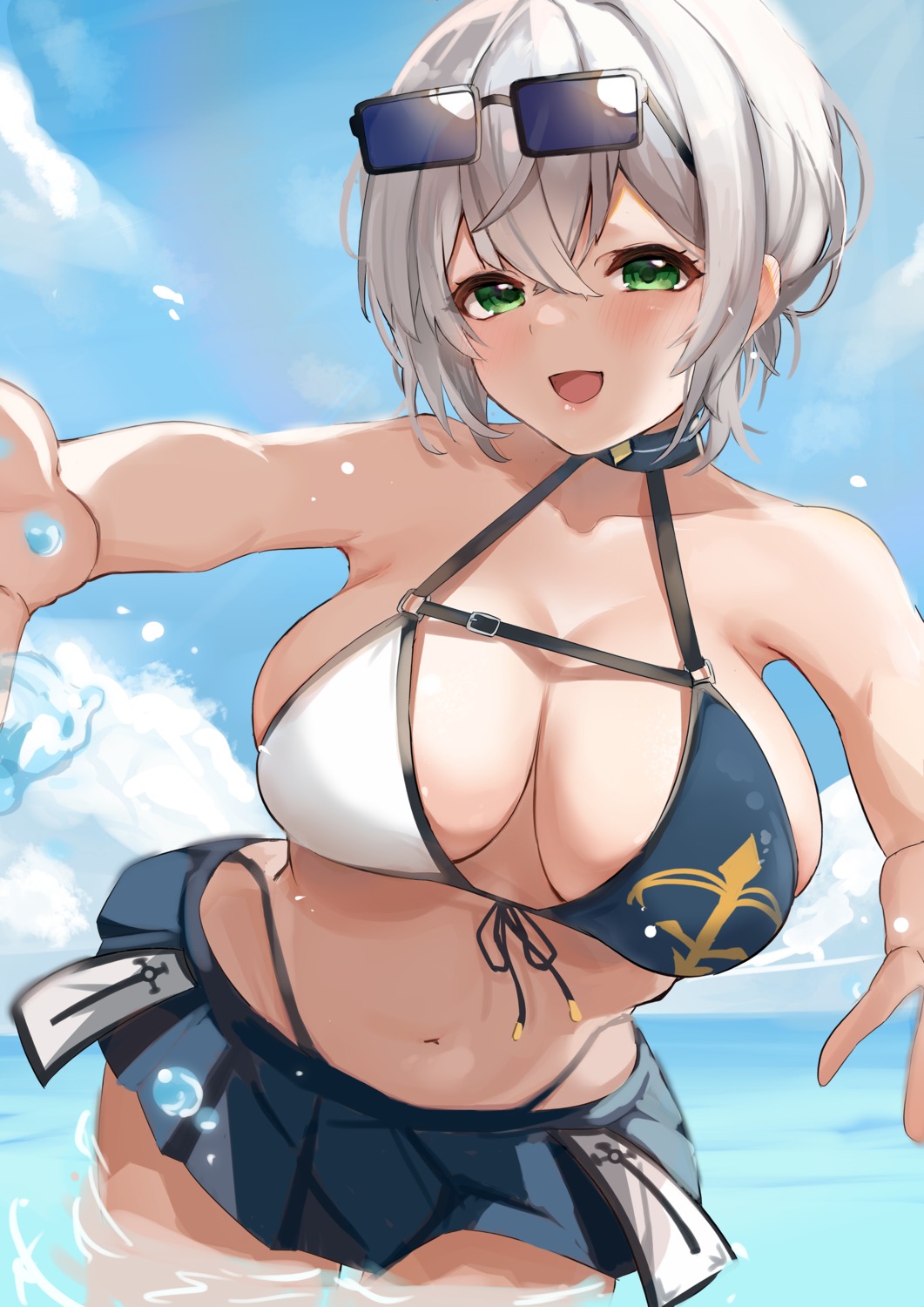 artist_revision bikini hololive megane neko_no_suke_(nekoneco118) shirogane_noel swimsuits wet