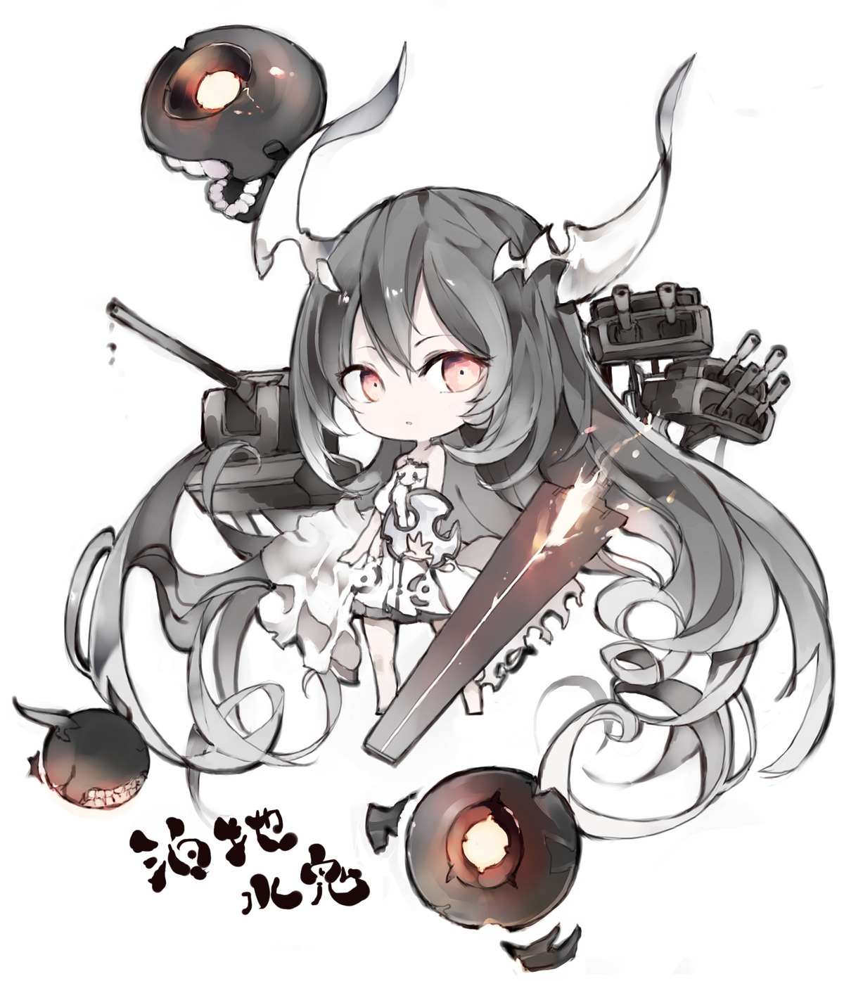 anchorage_water_oni chibi dress horns kantai_collection kotatu_(akaki01aoki00)