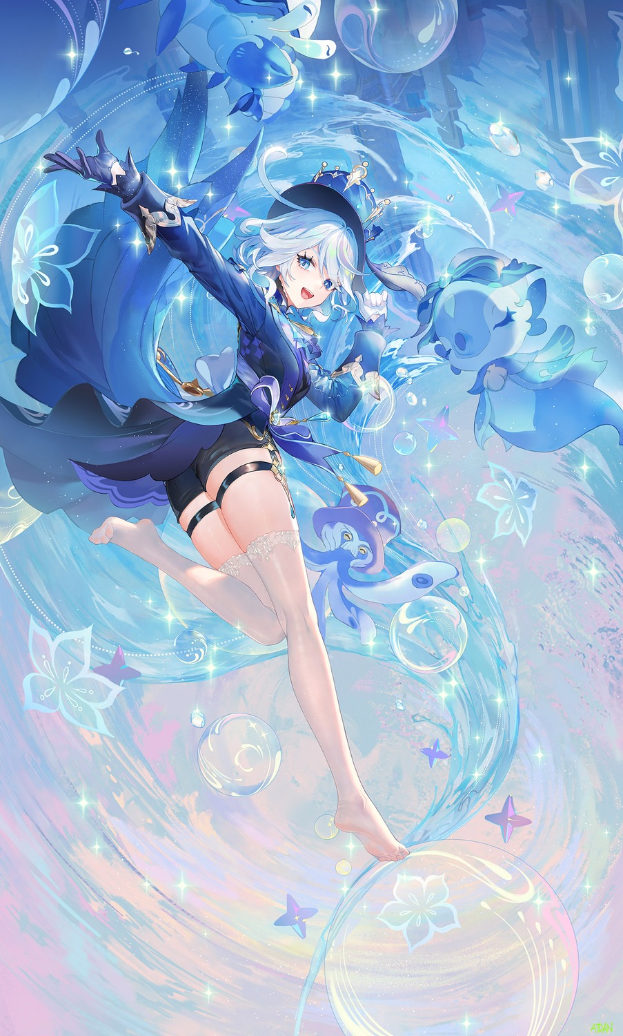 ass atdan feet furina garter genshin_impact heterochromia thighhighs