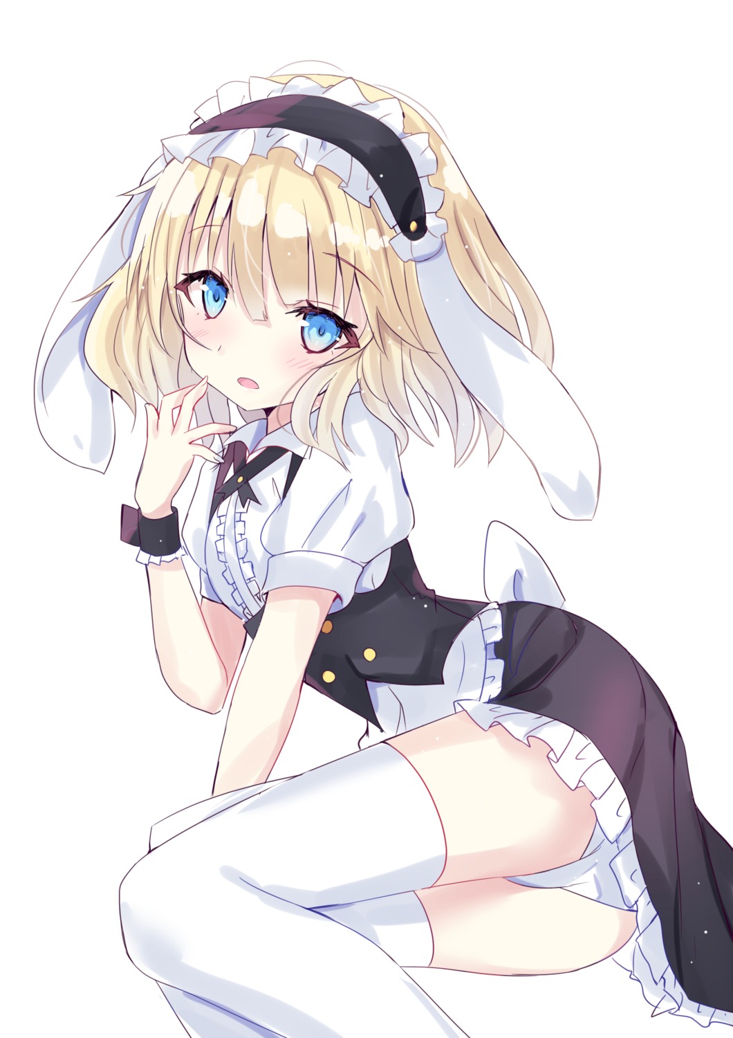 animal_ears bunny_ears gochuumon_wa_usagi_desu_ka? hizaka kirima_sharo maid pantsu skirt_lift thighhighs