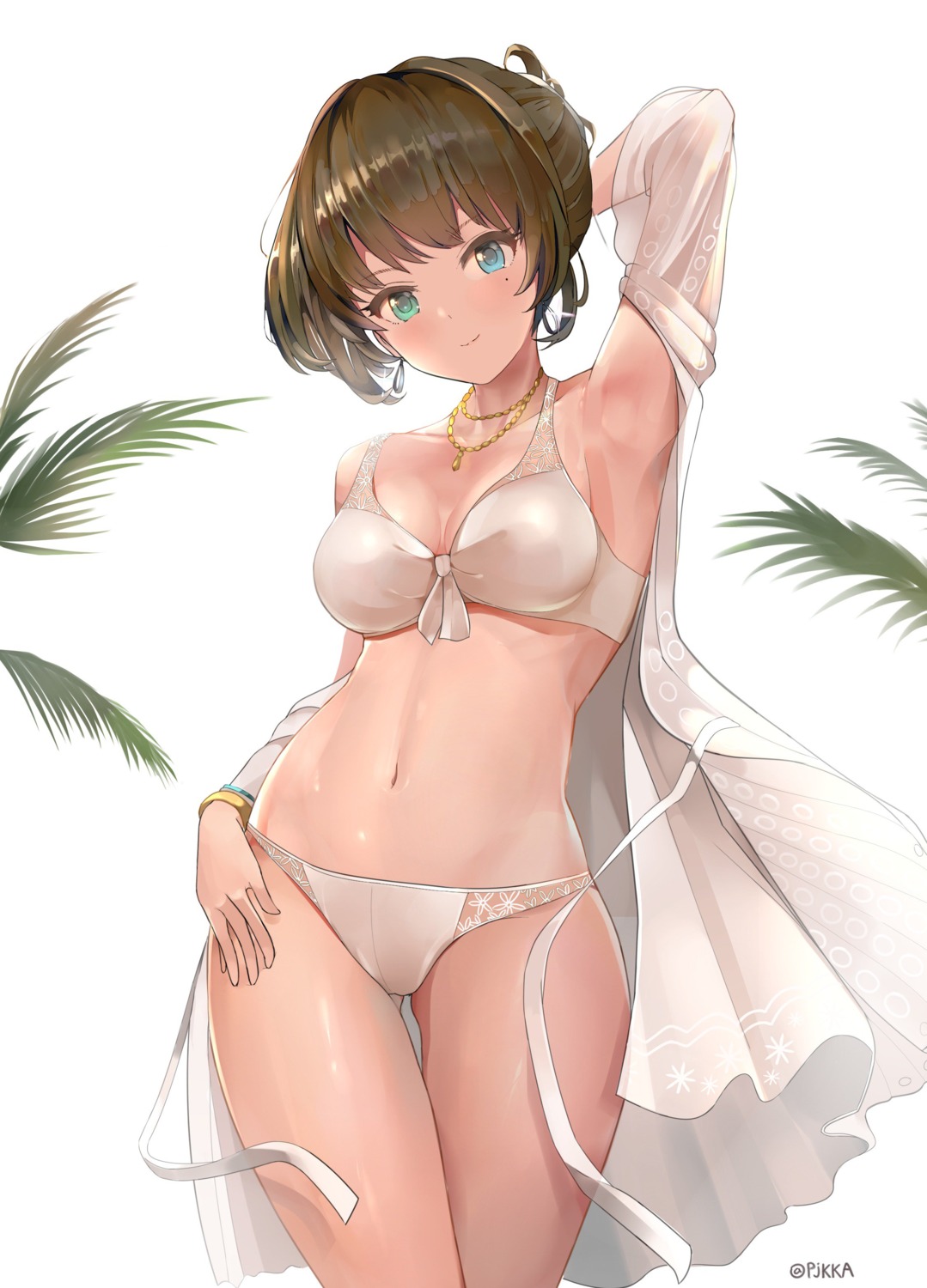 bra cleavage heterochromia lingerie open_shirt pantsu pjkka see_through takagaki_kaede the_idolm@ster the_idolm@ster_cinderella_girls the_idolm@ster_cinderella_girls_starlight_stage