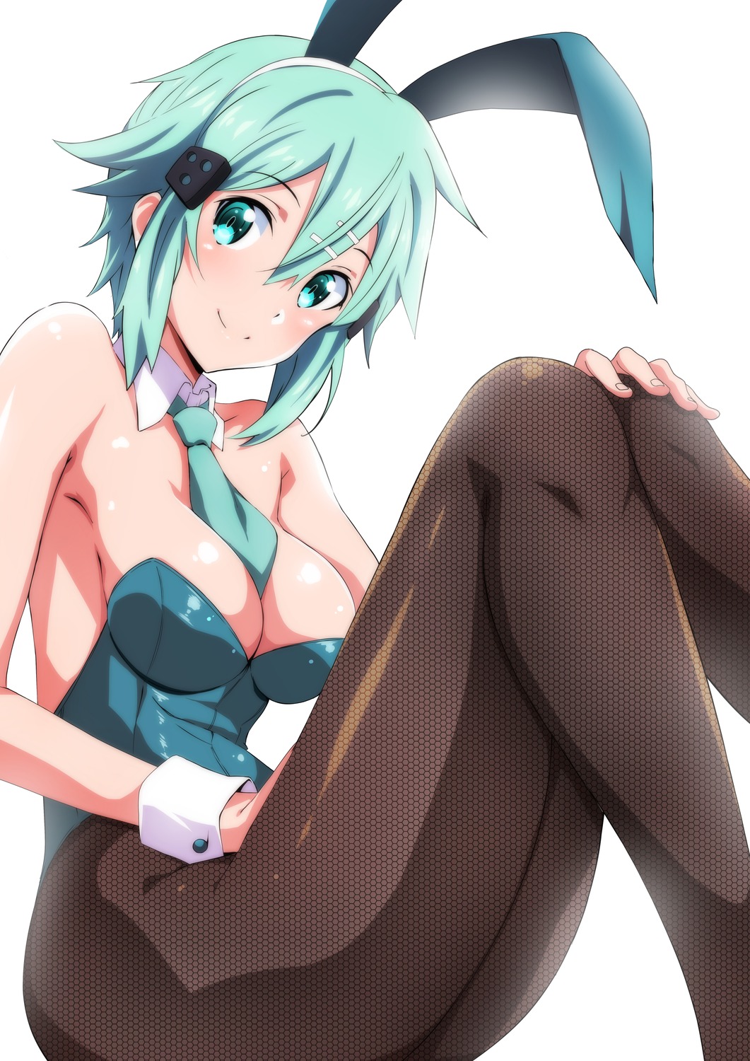 airando animal_ears bunny_ears bunny_girl fishnets no_bra pantyhose sinon sword_art_online