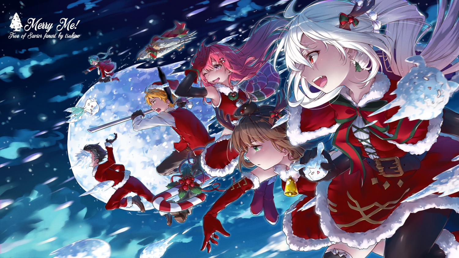 christmas dress pantyhose thighhighs tree_of_savior tsukino_(nakajimaseiki) wallpaper