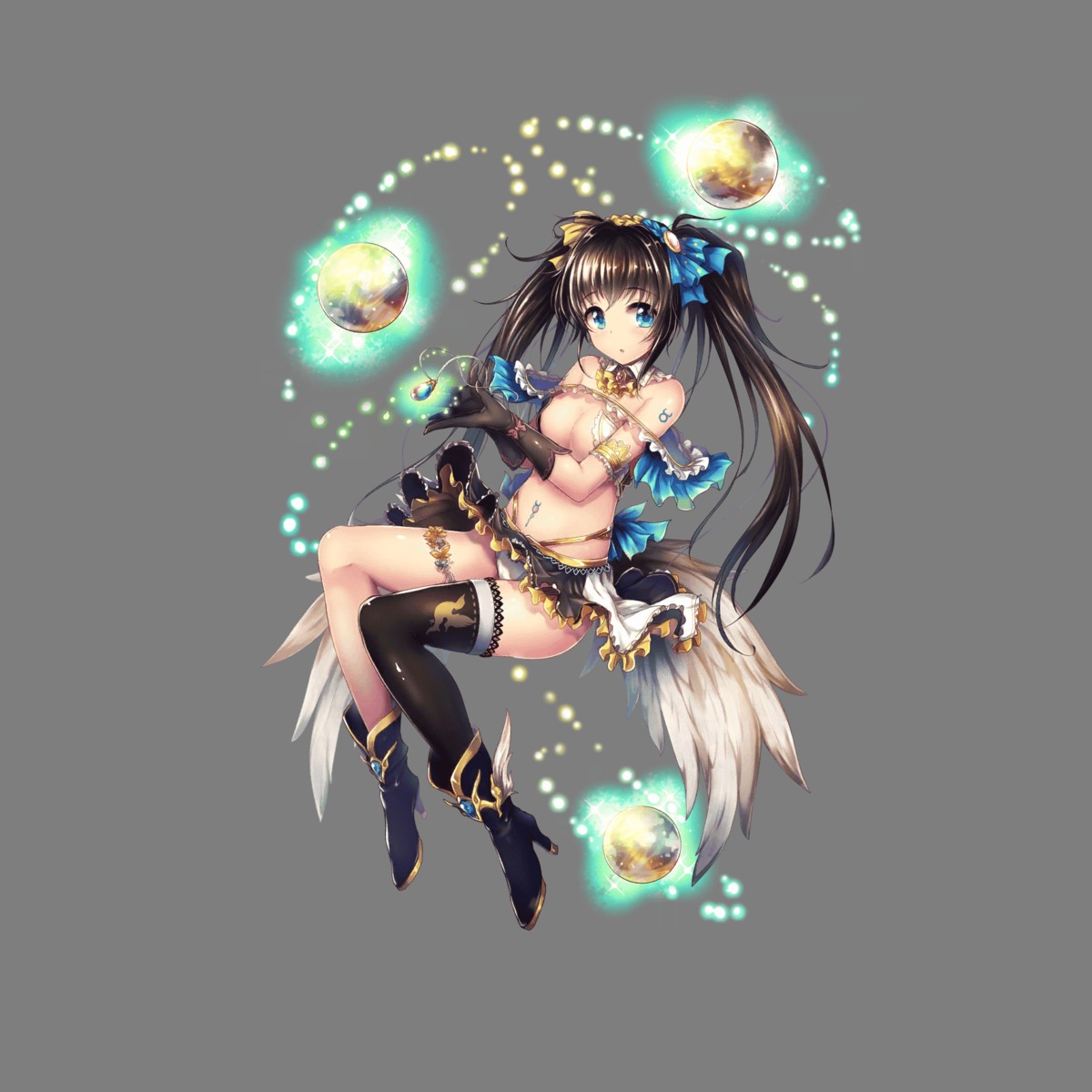 bikini_armor garter heels hoshi_no_girls_odyssey tattoo thighhighs transparent_png wings