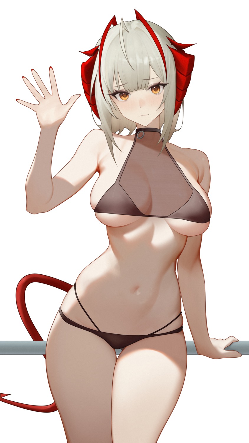 arasaka_inu arknights bikini horns see_through swimsuits tail w_(arknights)