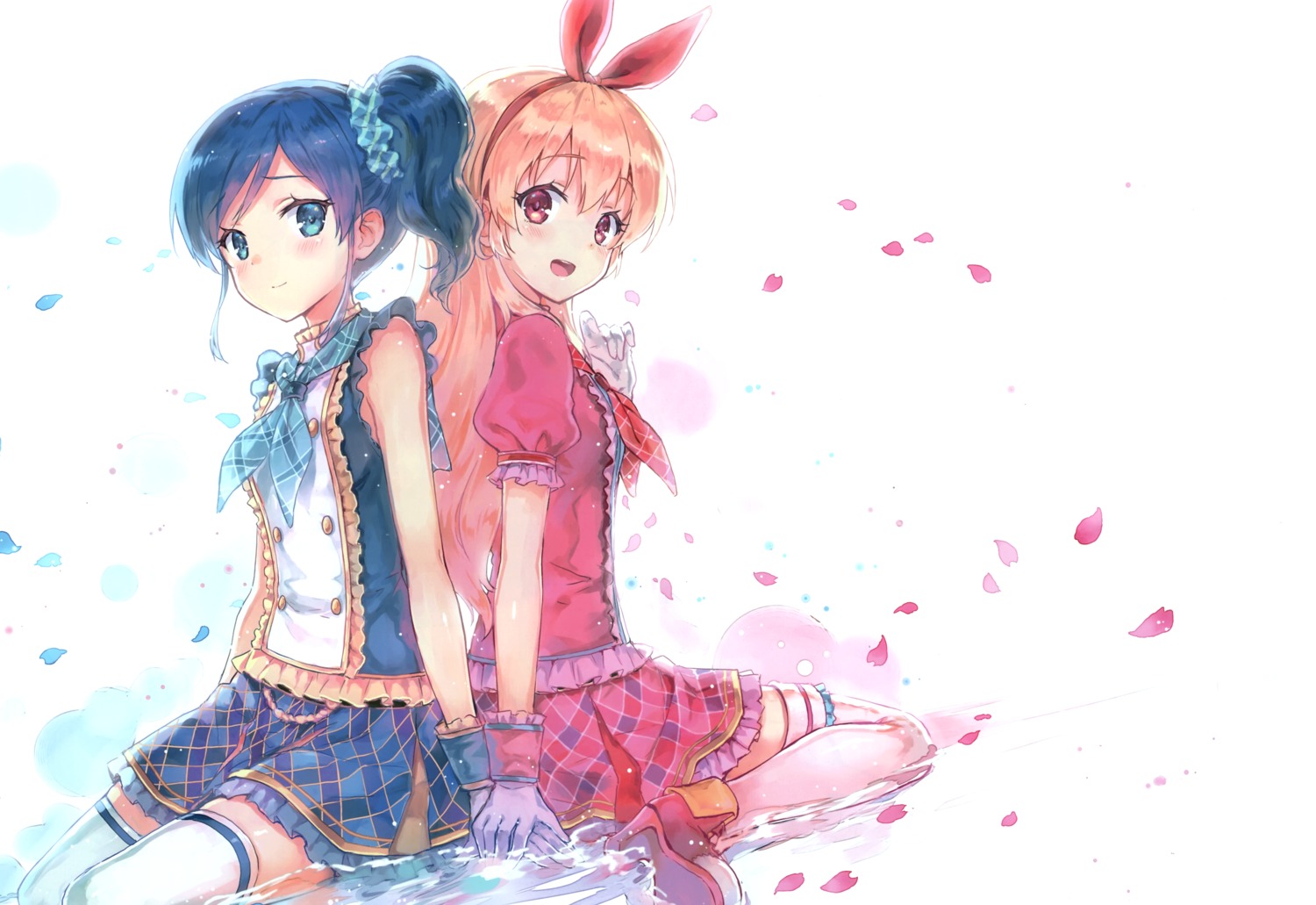 aikatsu! heels hiten hitenkei hoshimiya_ichigo kiriya_aoi thighhighs uniform wet