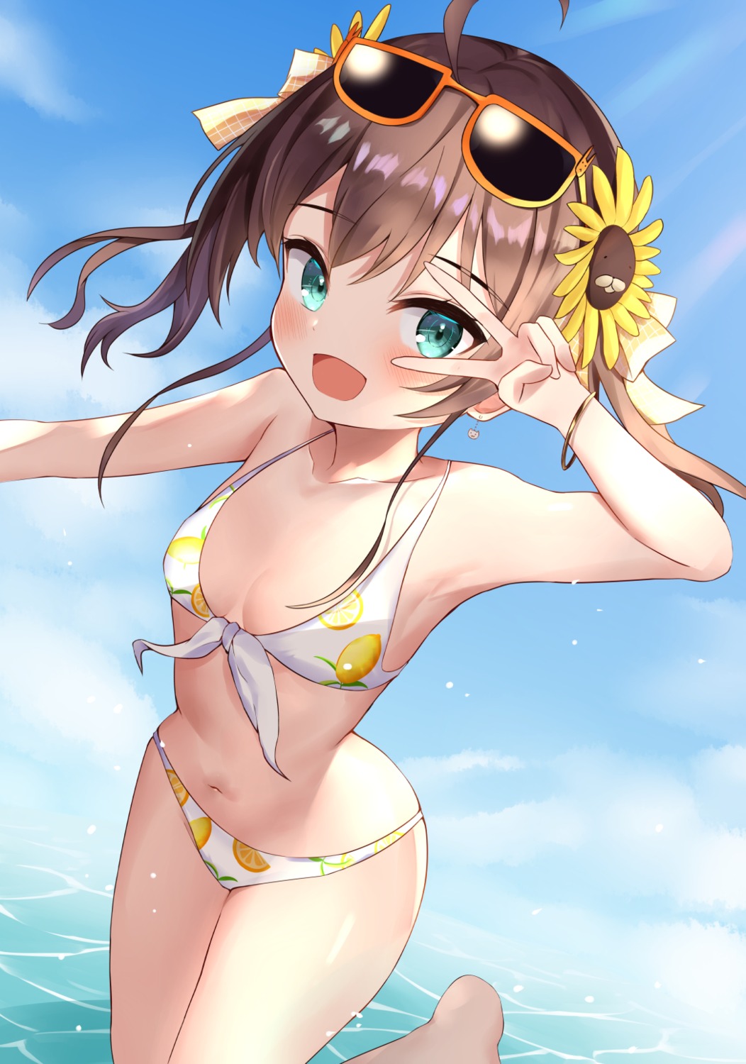 bikini hololive megane natsuiro_matsuri saki_(saki_paint) swimsuits