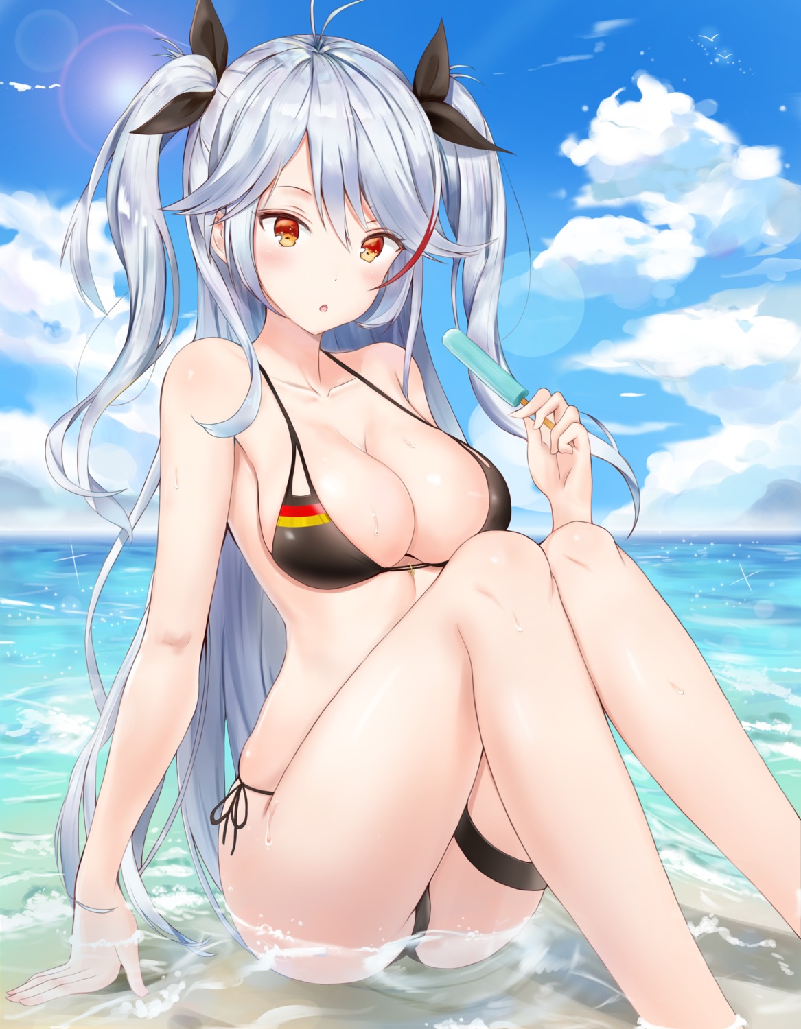 azur_lane bikini garter kitin prinz_eugen_(azur_lane) swimsuits wet